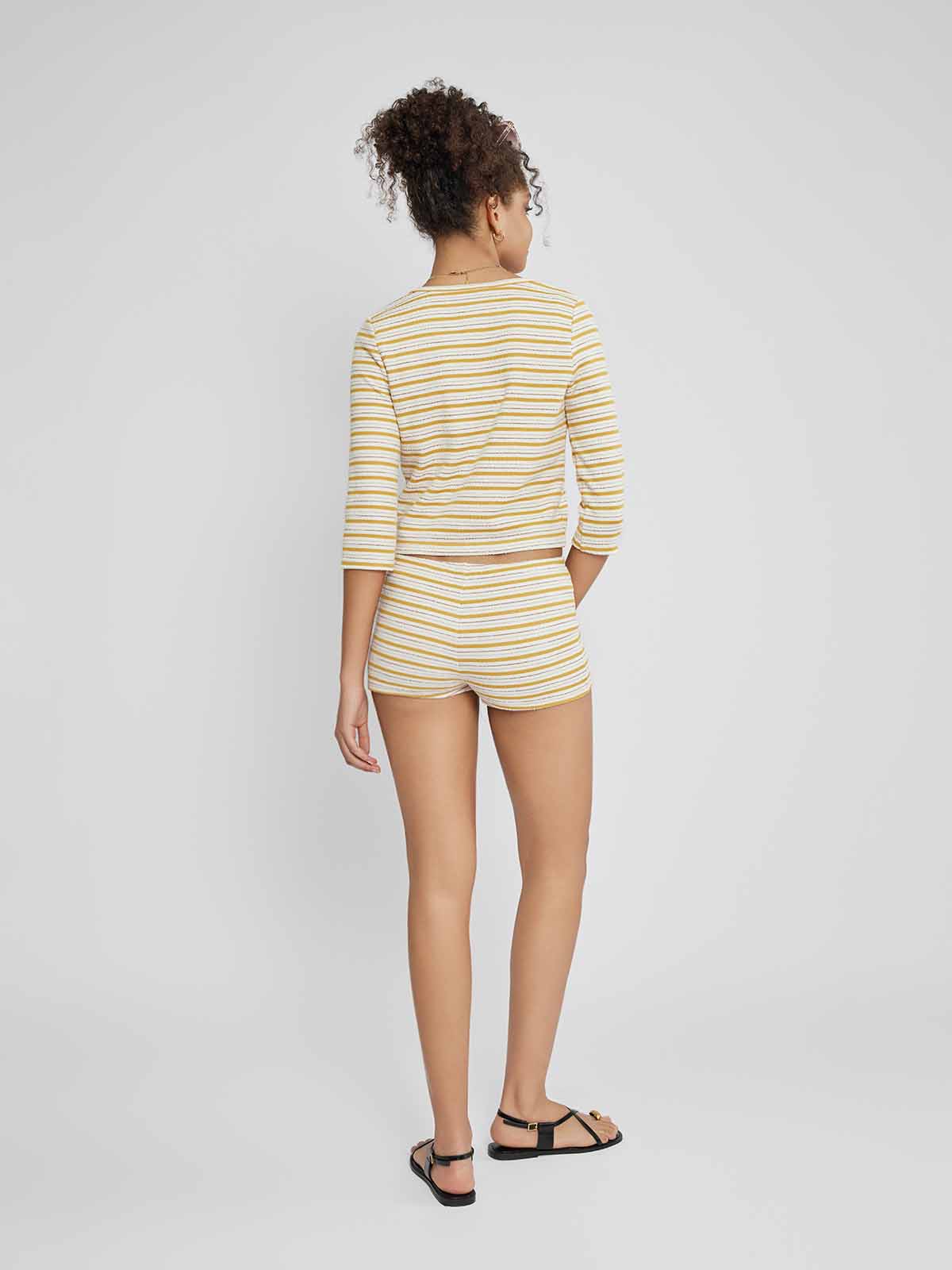 ASOBIO Knitted Front-Tie 3/4 Sleeve Cardigan