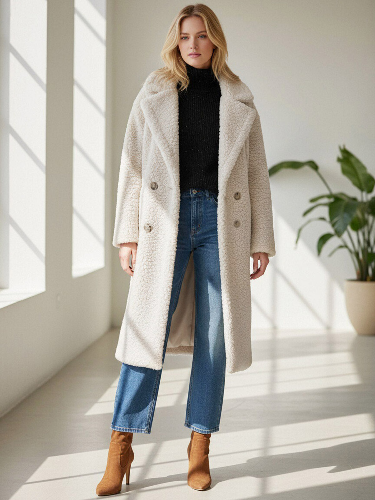 ASOBIO Long Faux Fur Coat