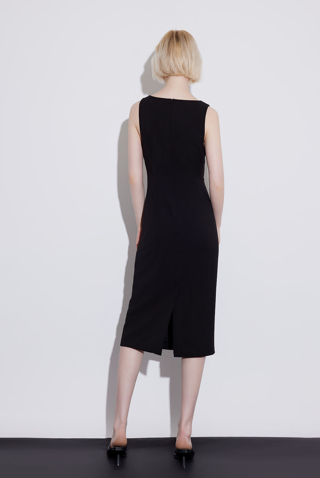 Crepe Boat Neck Midi Dress