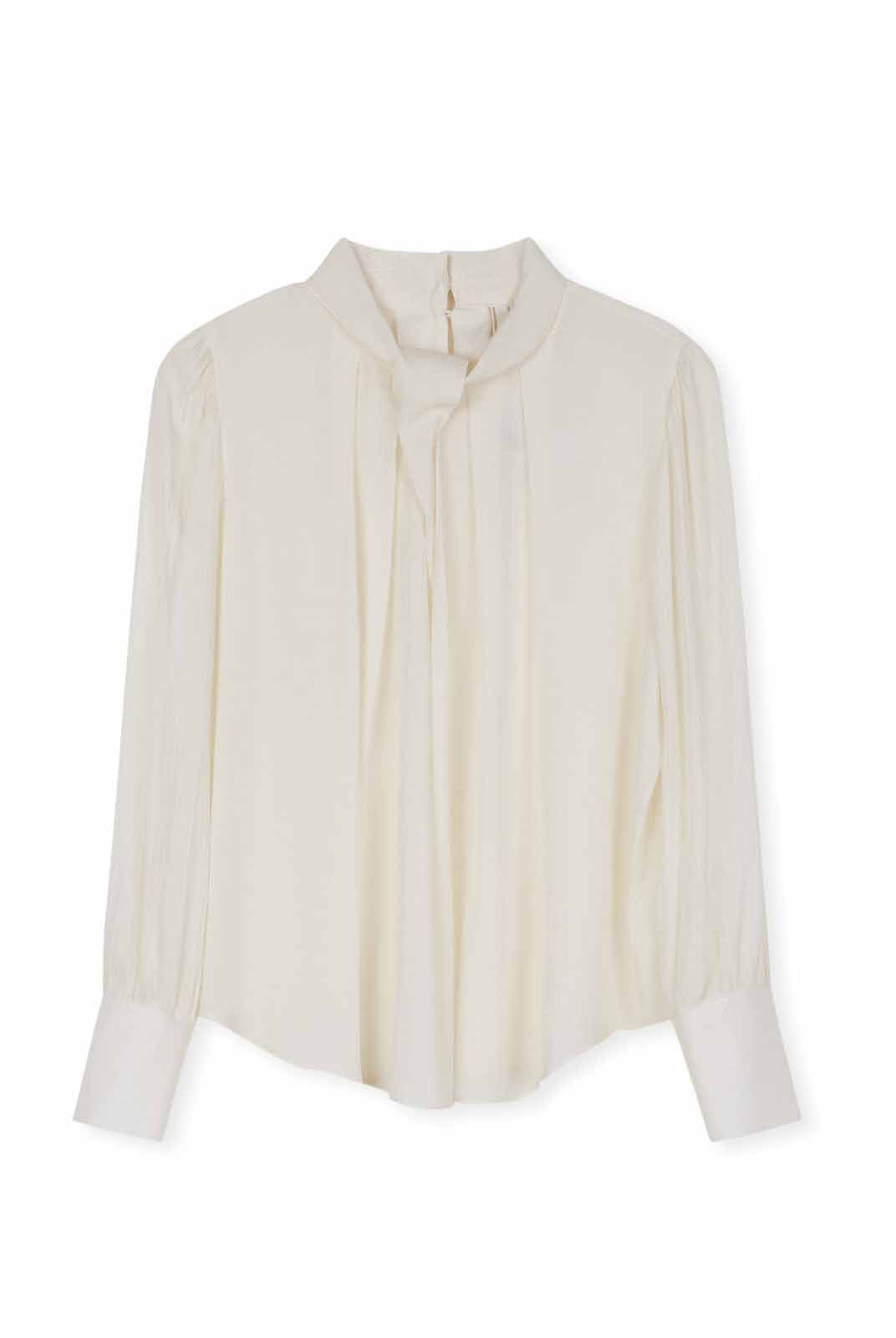ASOBIO Long-Sleeve Twist Neck Textured Blouse
