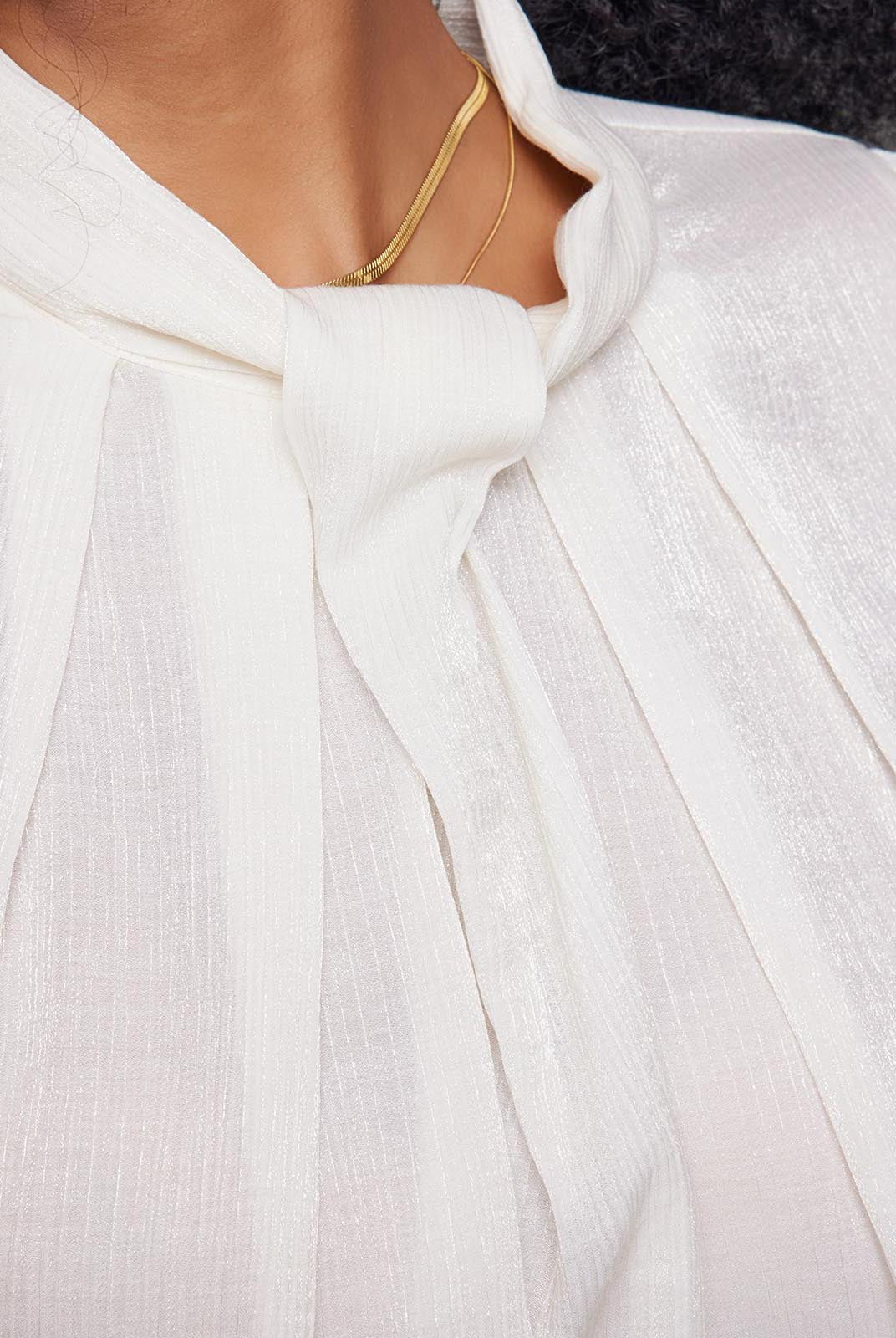 ASOBIO Long-Sleeve Twist Neck Textured Blouse