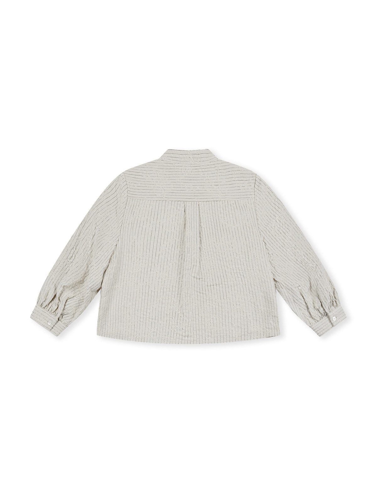 Stand-Collar Puff-Sleeve Shirt