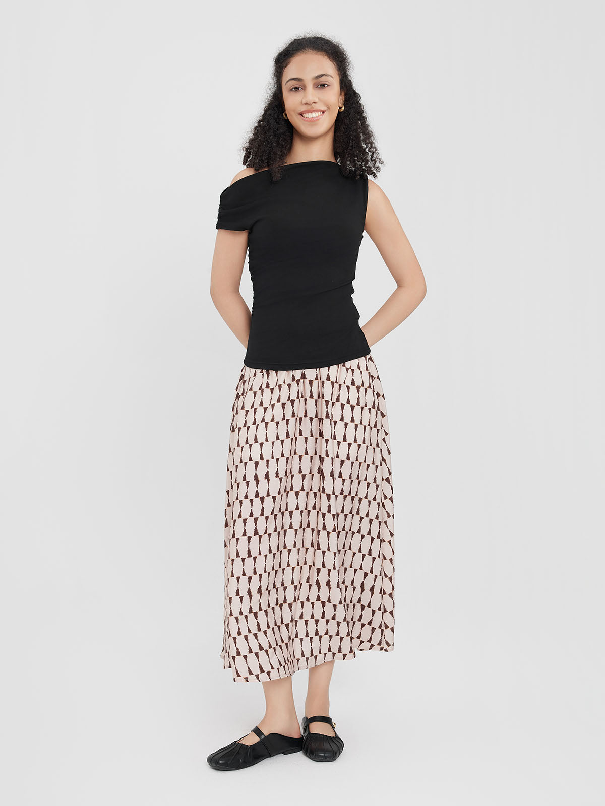 Ruched One-Shoulder Knit Top