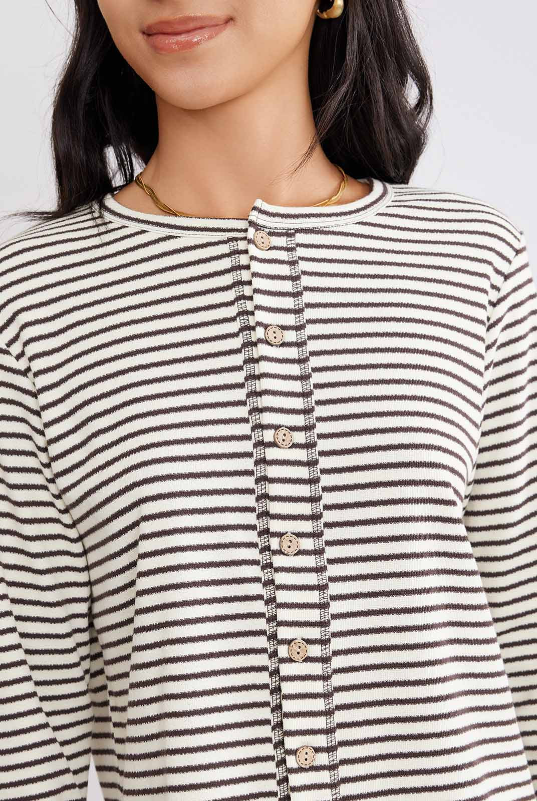 ASOBIO Striped Knit Cardigan