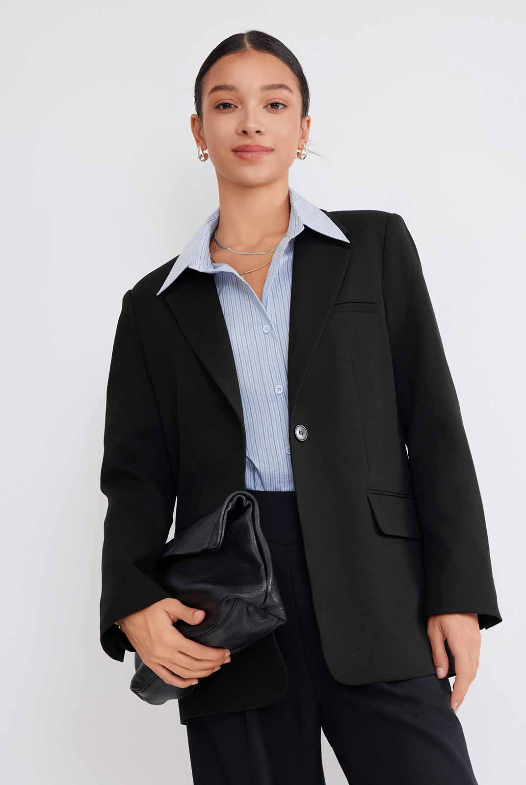 ASOBIO Wool Blend Belted Blazer