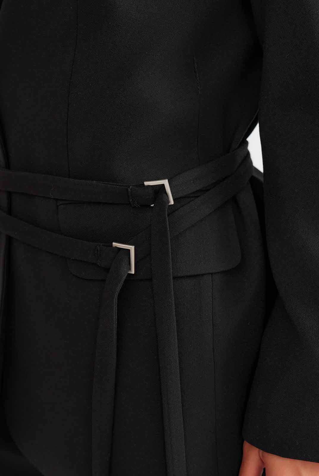 ASOBIO Wool Blend Belted Blazer