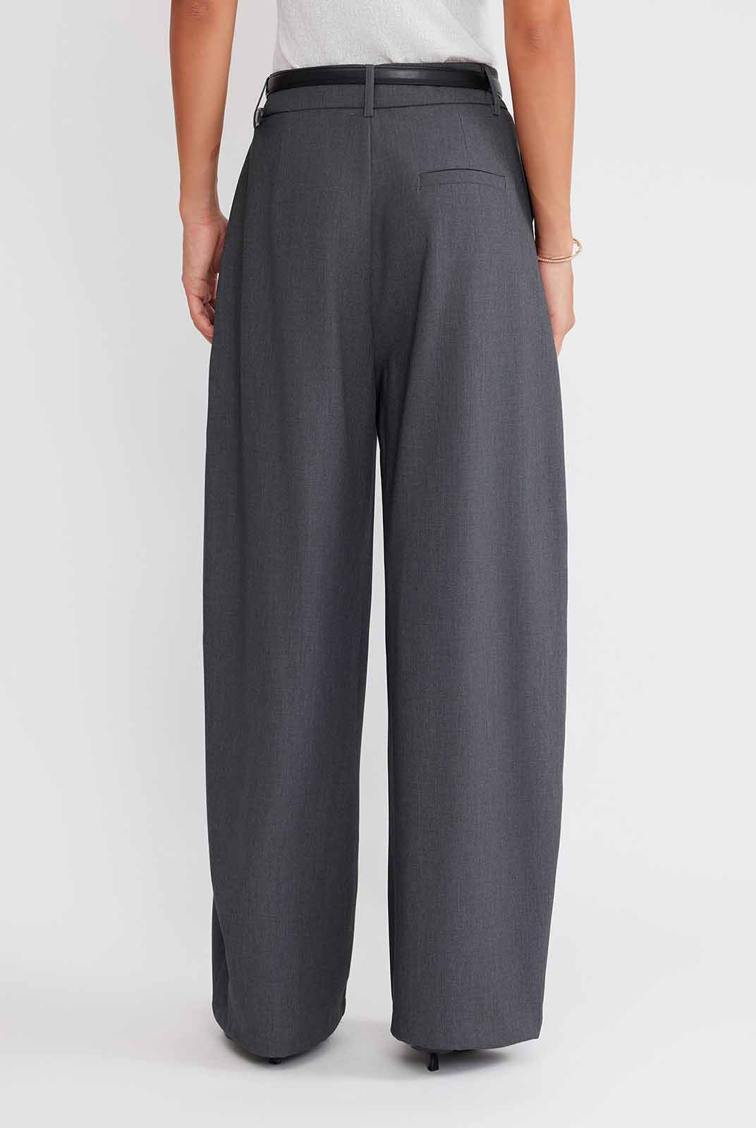 ASOBIO Wool Blend Barrel-Leg Pants