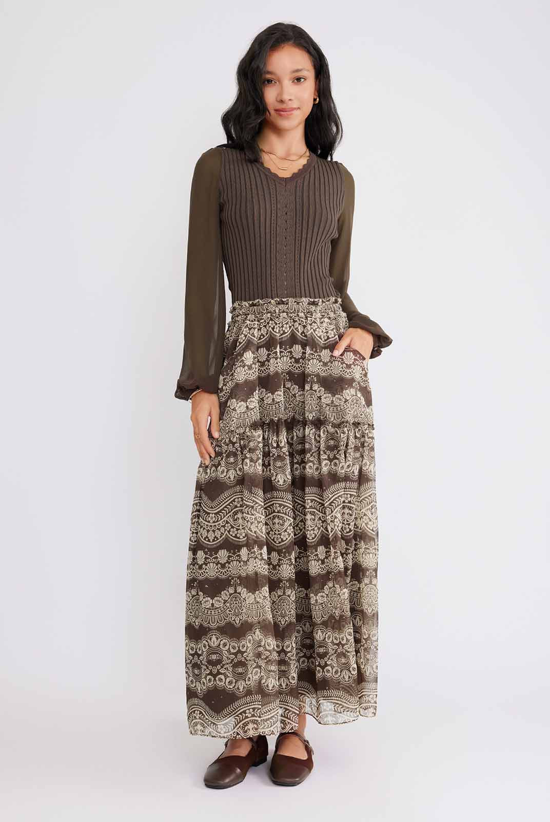 ASOBIO Knit Puff-Sleeve Top