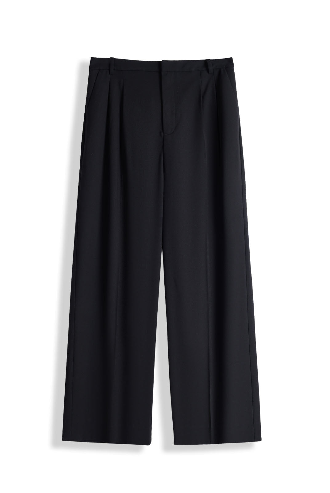 ASOBIO Wool Blend Mid-Rise Pleated Wide-Leg Trousers