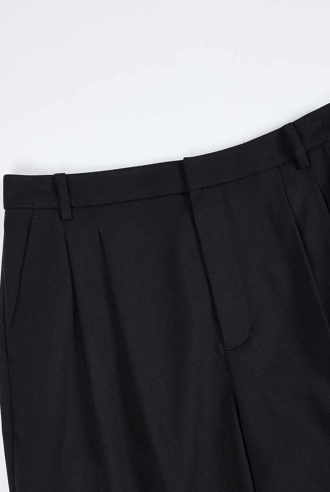 ASOBIO Wool Blend Mid-Rise Pleated Wide-Leg Trousers