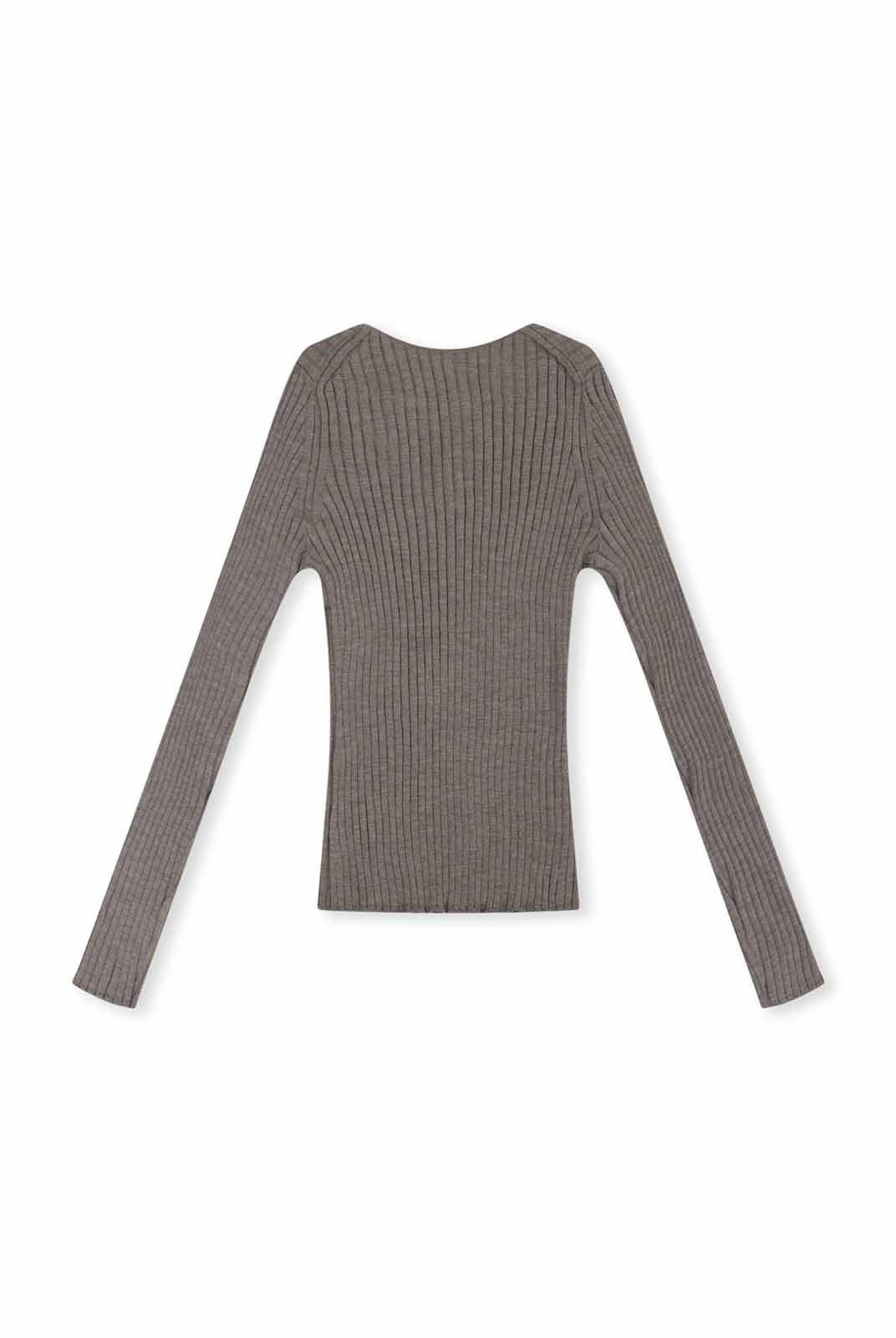 ASOBIO 100% Wool Ribbed V-Neck Pullover Sweater
