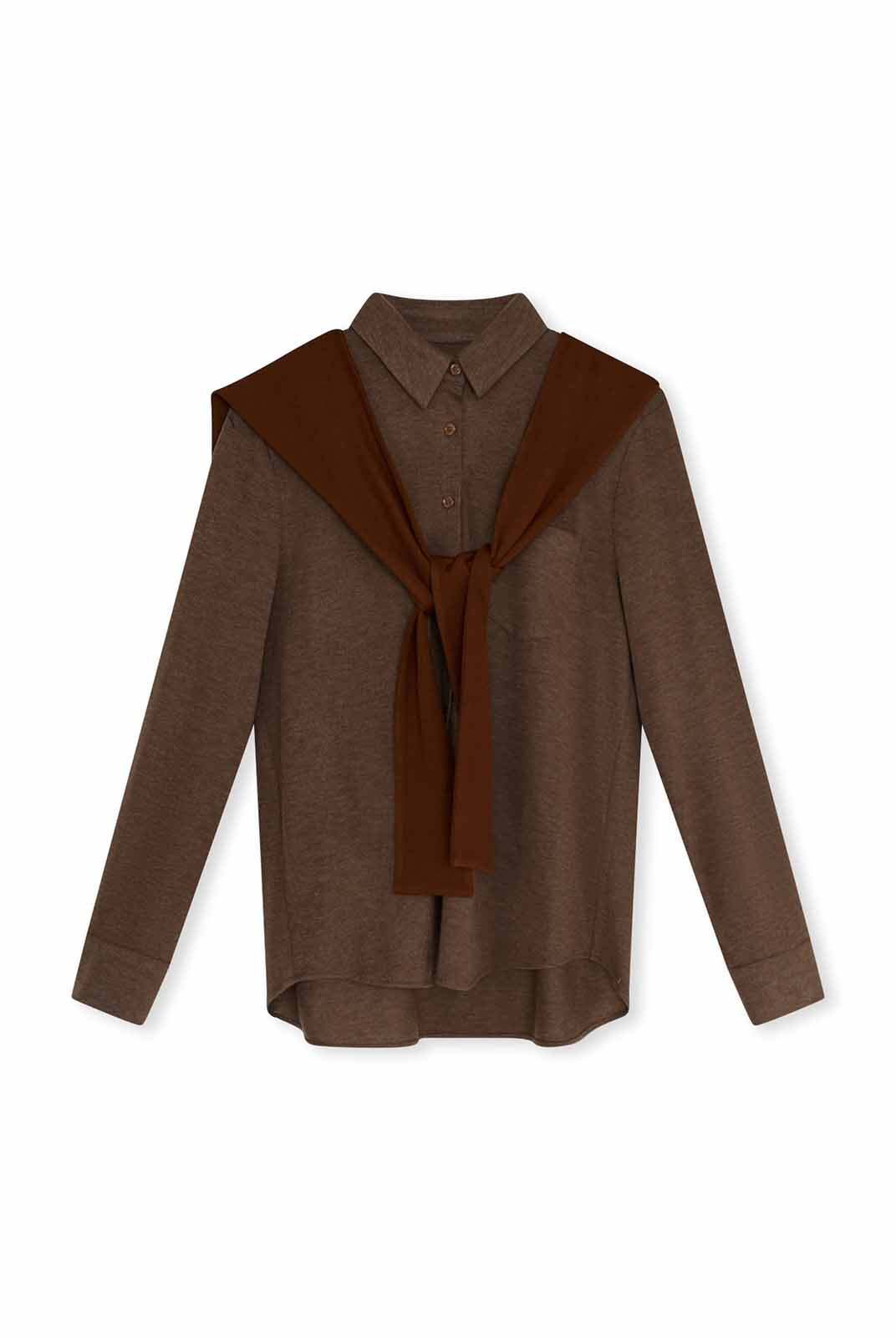 ASOBIO Wool-Blend Shirt with Shoulder Panel