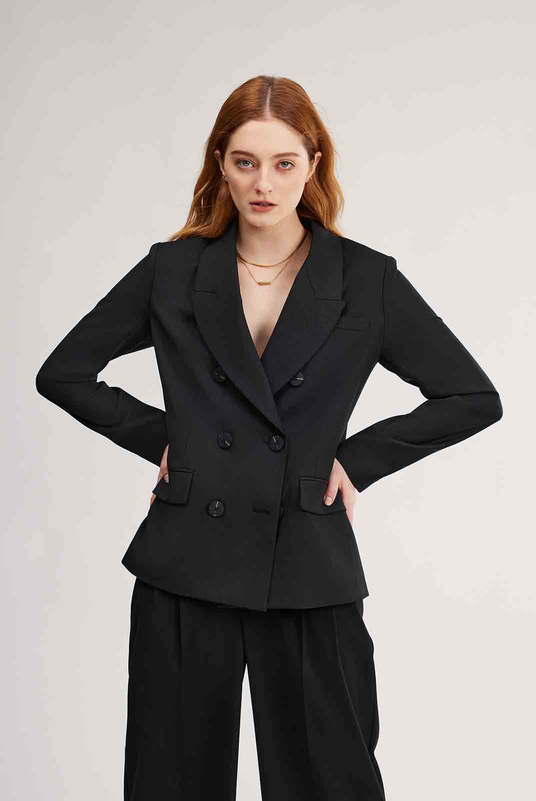 ASOBIO Slim Double-Breasted Blazer