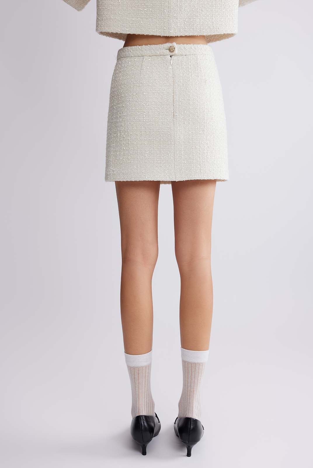 ASOBIO Mid-Rise Wool-Blend Tweed Mini Skirt