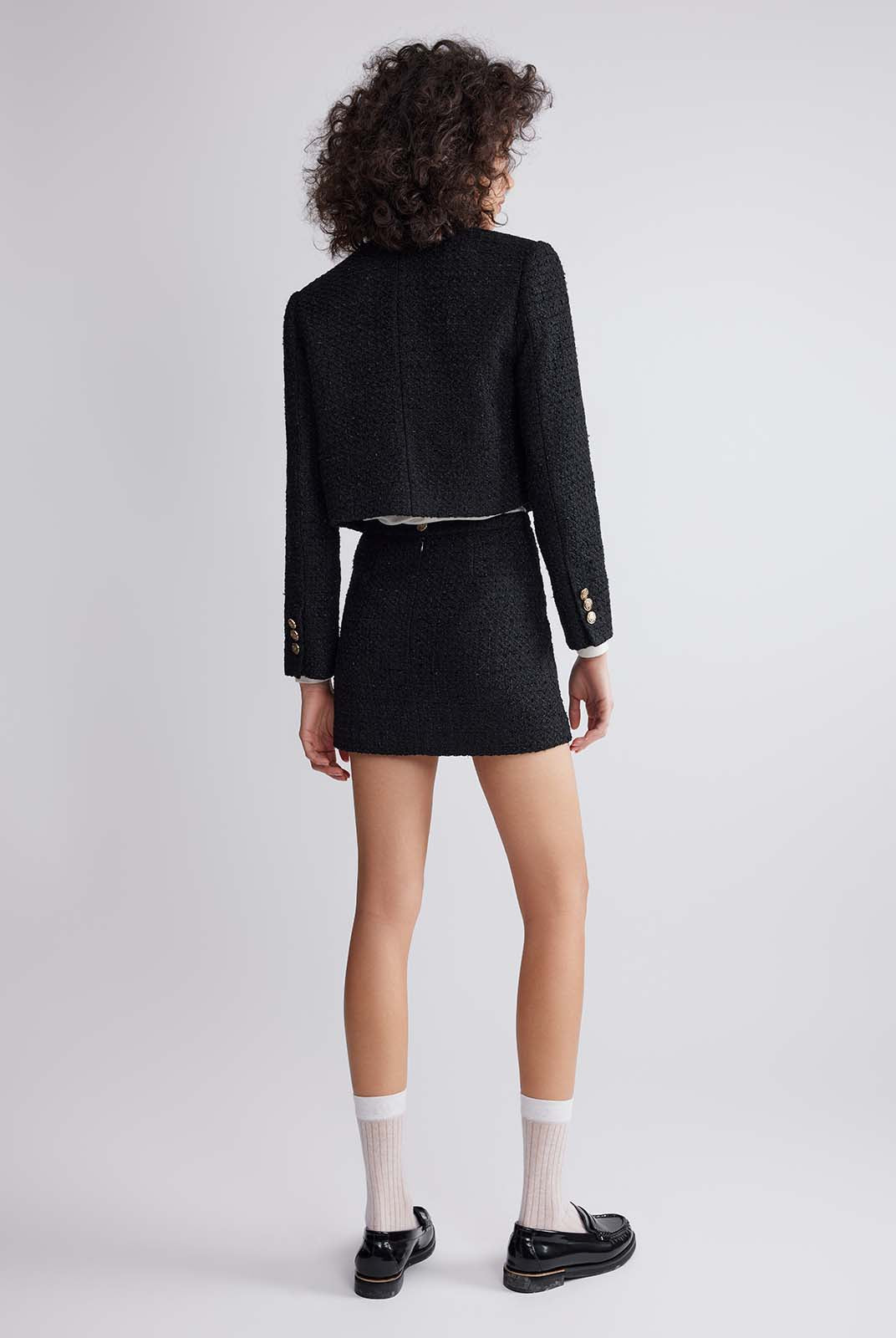 ASOBIO Mid-Rise Wool-Blend Tweed Mini Skirt