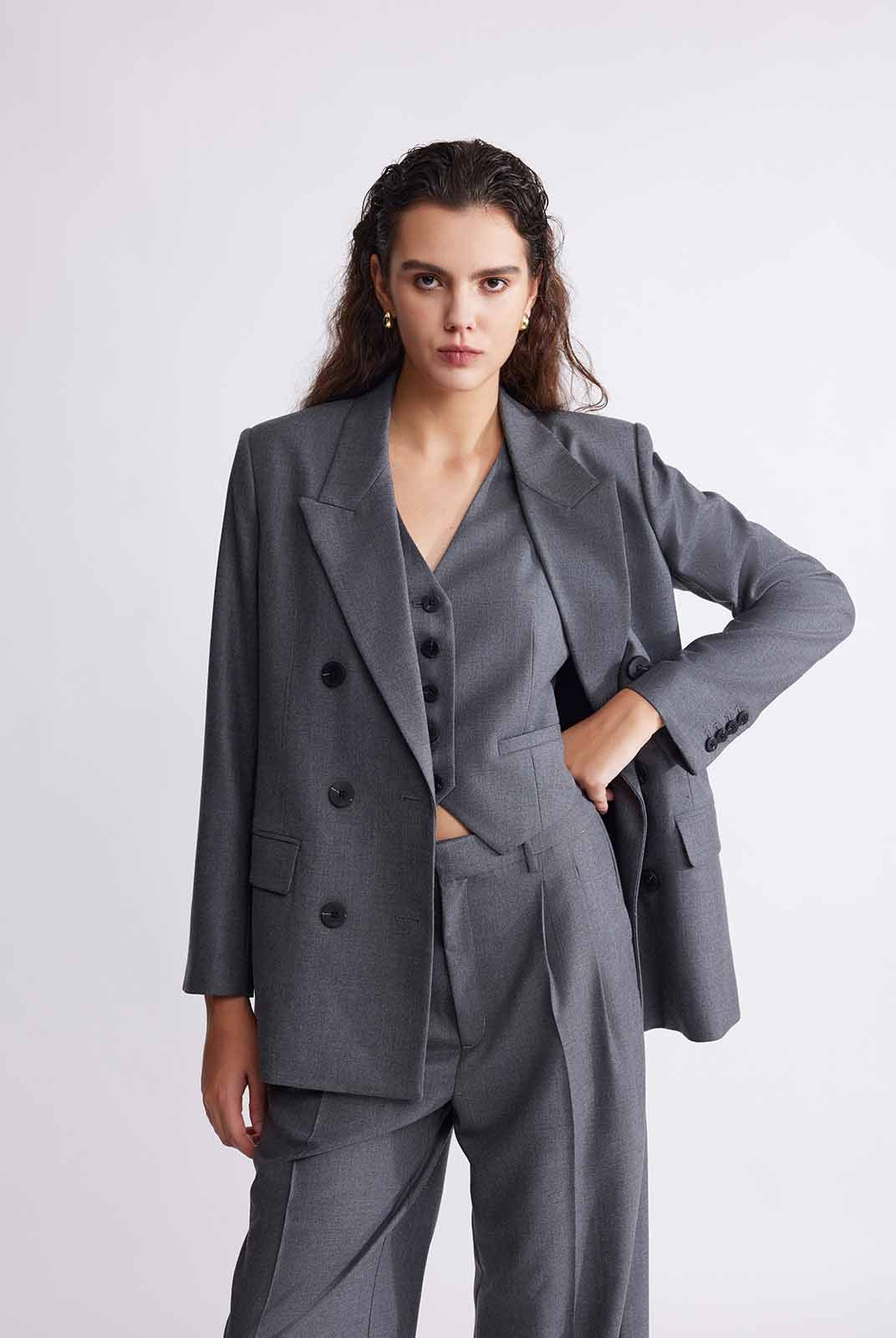 ASOBIO Slim Double-Breasted Blazer