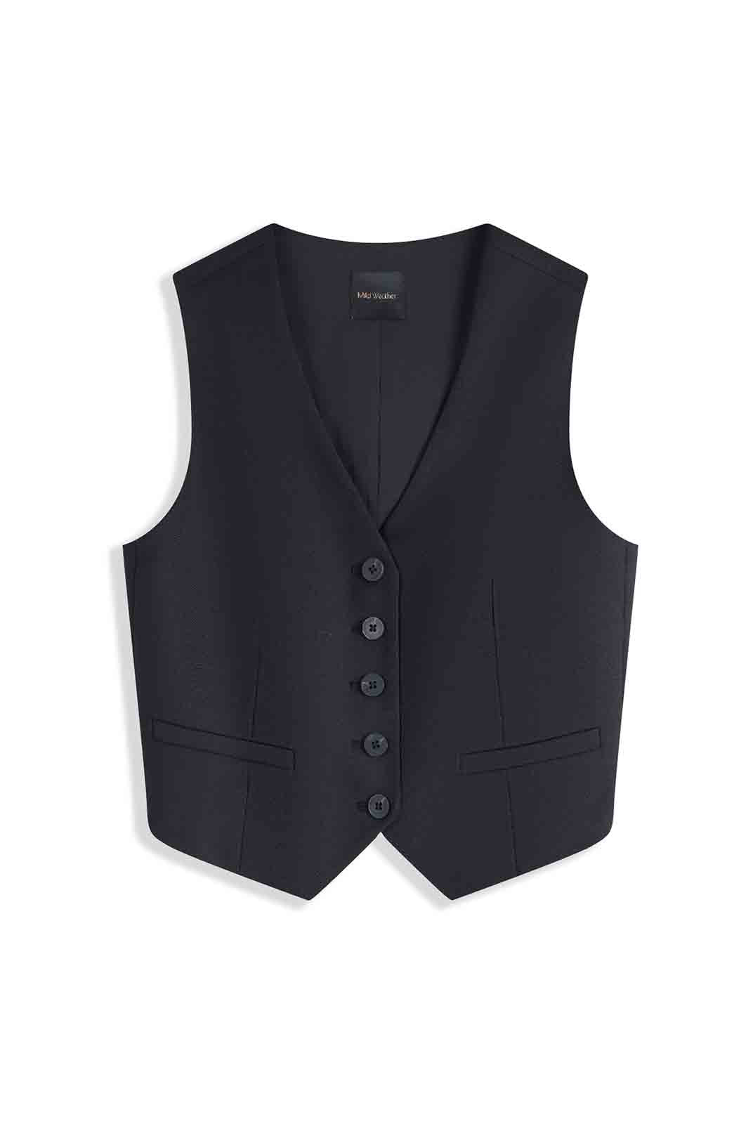 ASOBIO Tailored Wool Blend V-Neck Vest