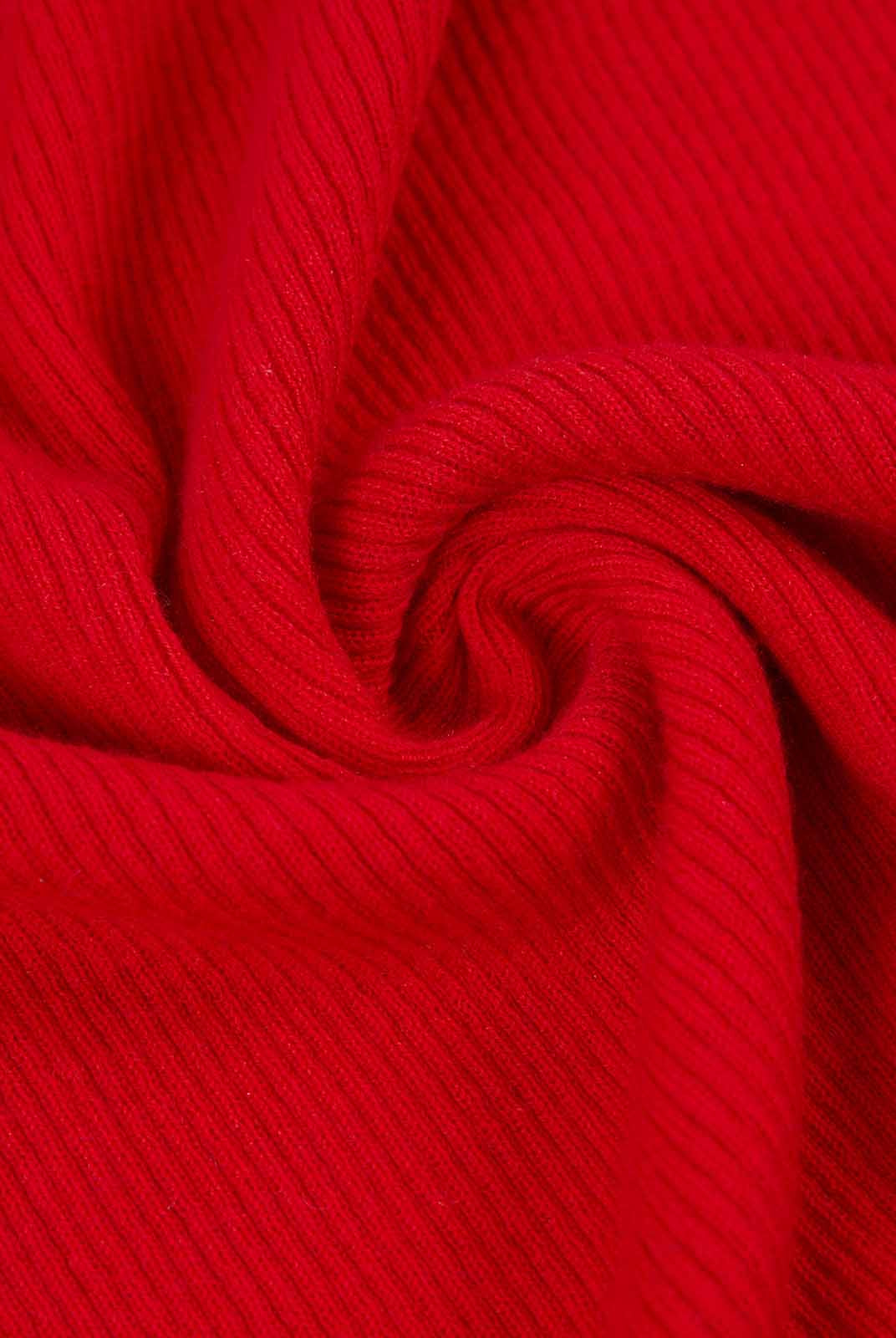 Lightweight merino V-Neck Ribbed Wool Knit Top