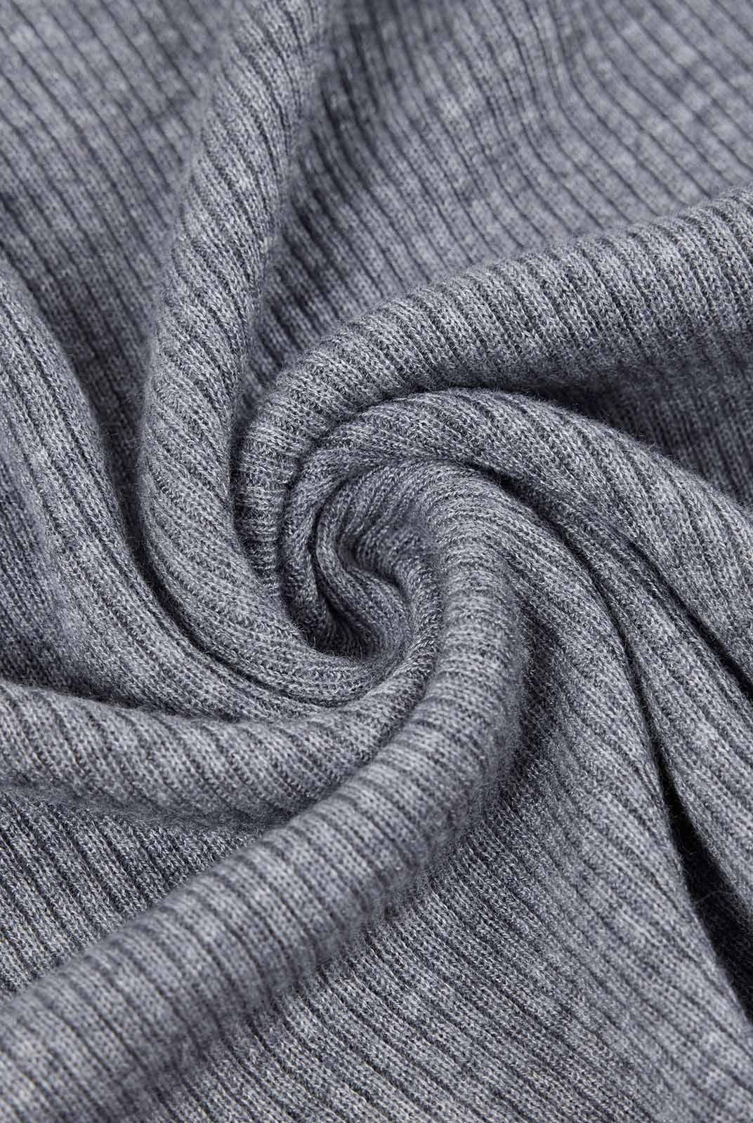 Lightweight merino V-Neck Ribbed Wool Knit Top