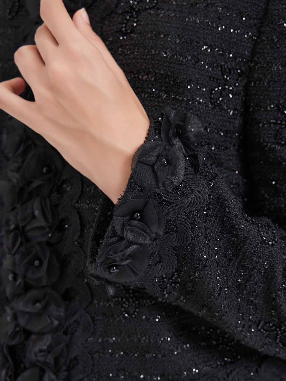 ASOBIO Floral-Embellished Tweed Jacket