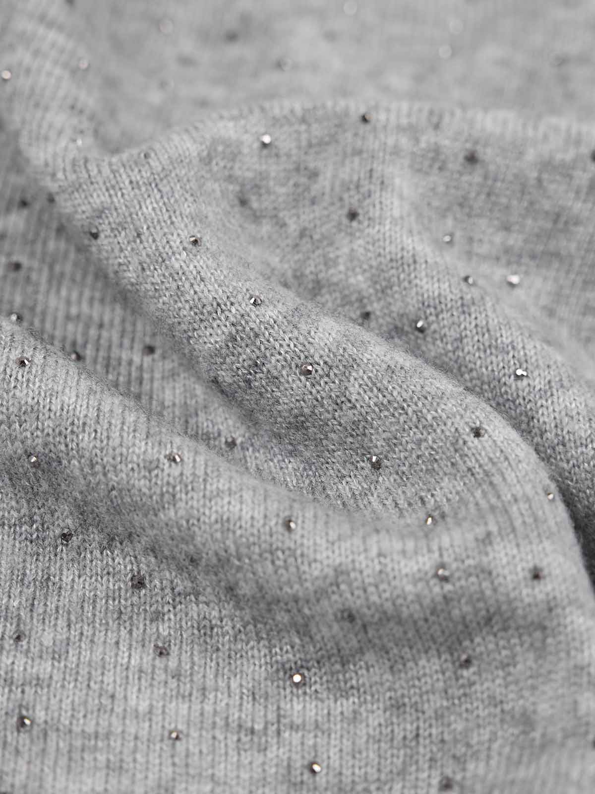 ASOBIO One-Shoulder Crystal Knit Sweater with Feather Cuffs