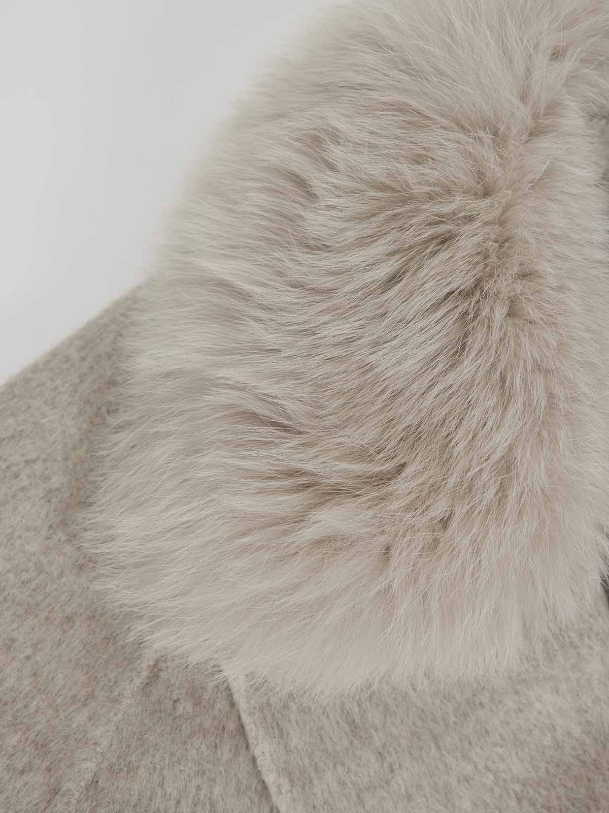 ASOBIO Wool Coat with Detachable Fox Fur Collar