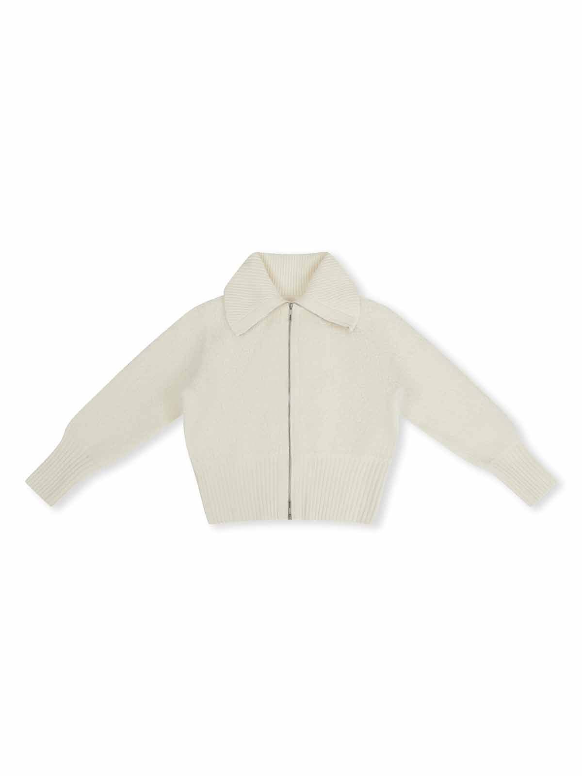 ASOBIO 100% Wool Zip-Up Cardigan