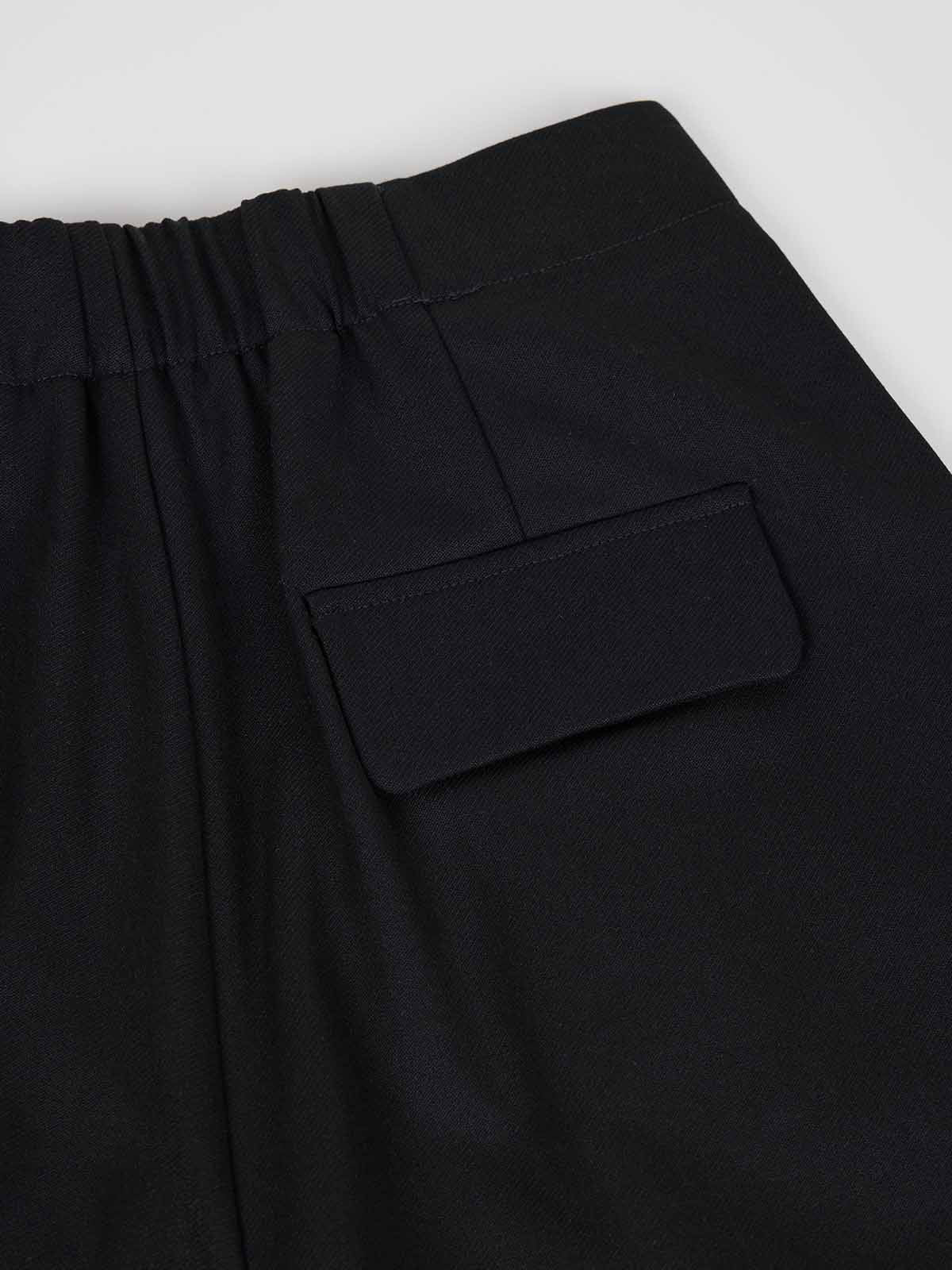 ASOBIO Wool-Blend Pleated Wide-Leg Pant