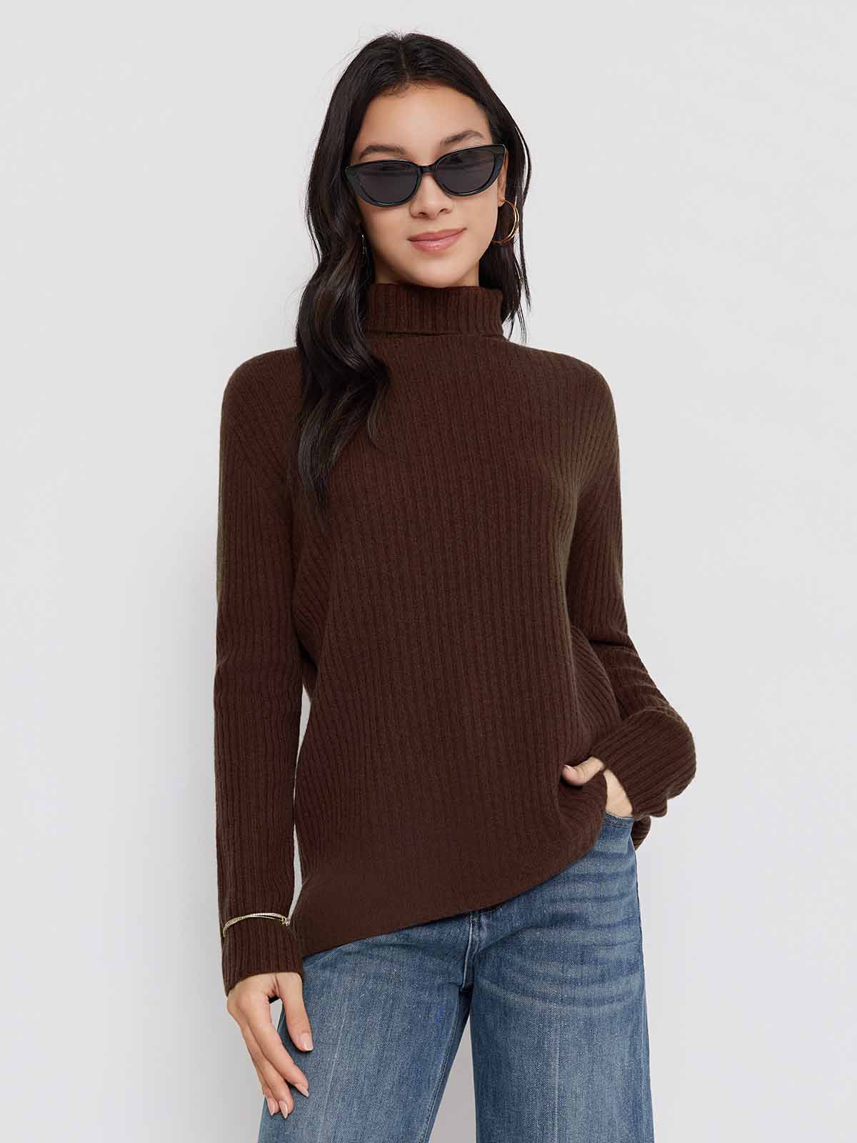 ASOBIO 100% Wool Turtleneck Sweater