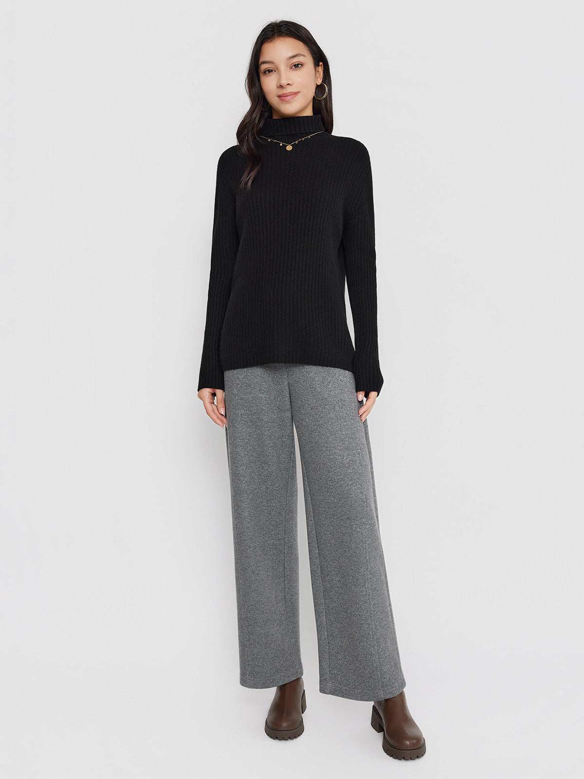 ASOBIO 100% Wool Turtleneck Sweater