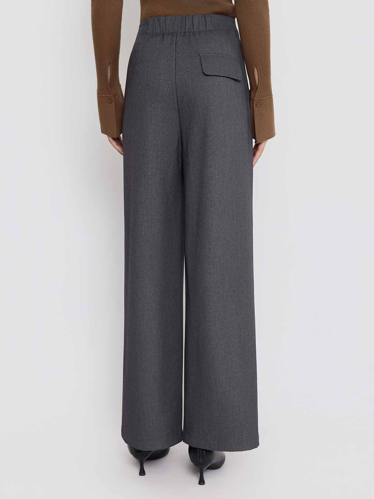 ASOBIO Wool-Blend Pleated Wide-Leg Pant