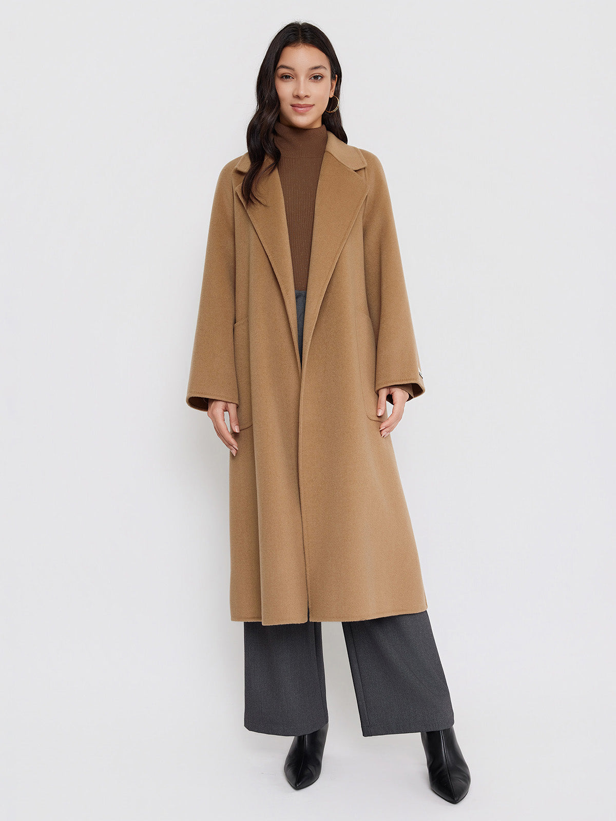 ASOBIO Double-Faced Wool Wrap Coat