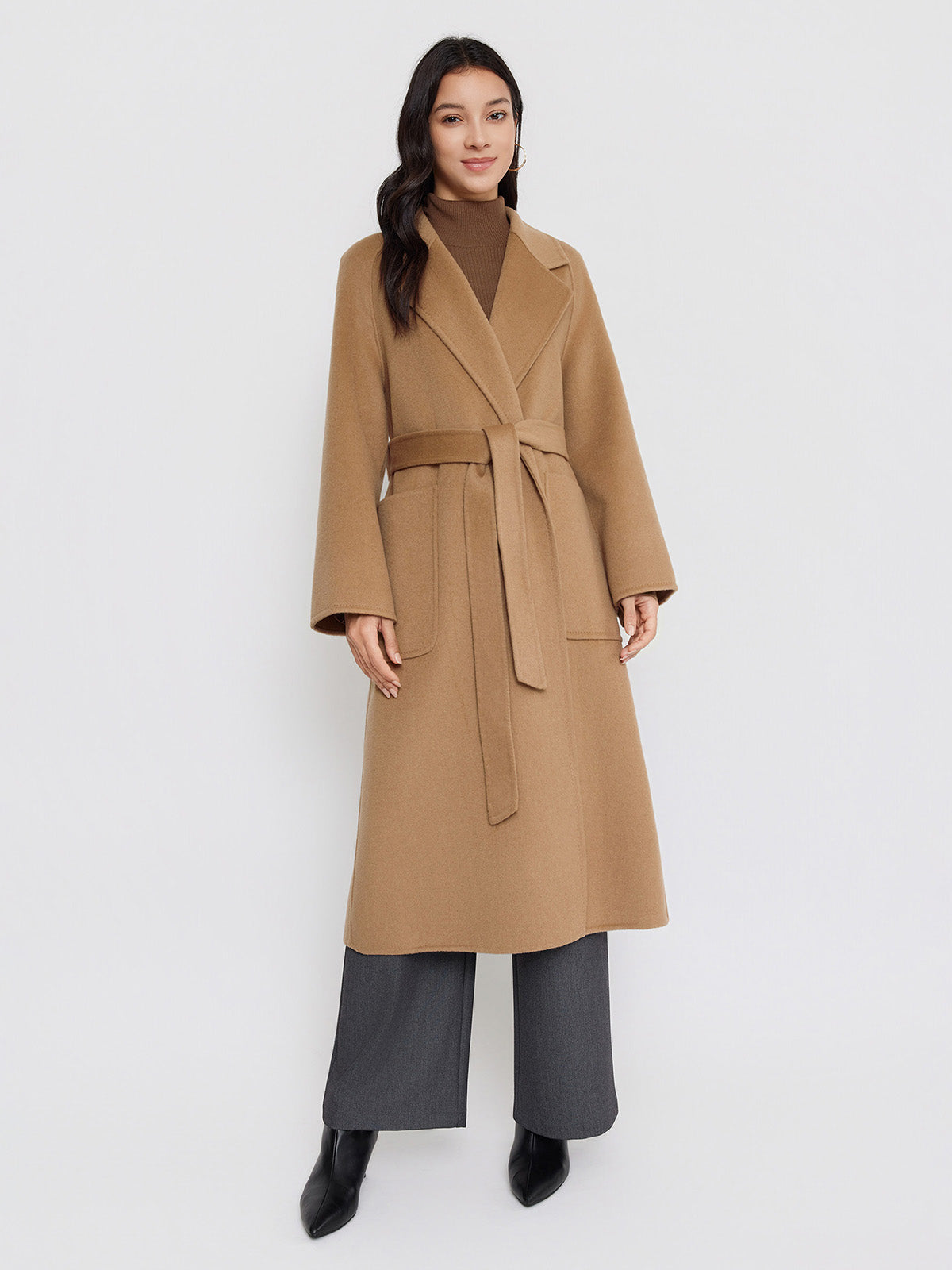 ASOBIO Double-Faced Wool Wrap Coat