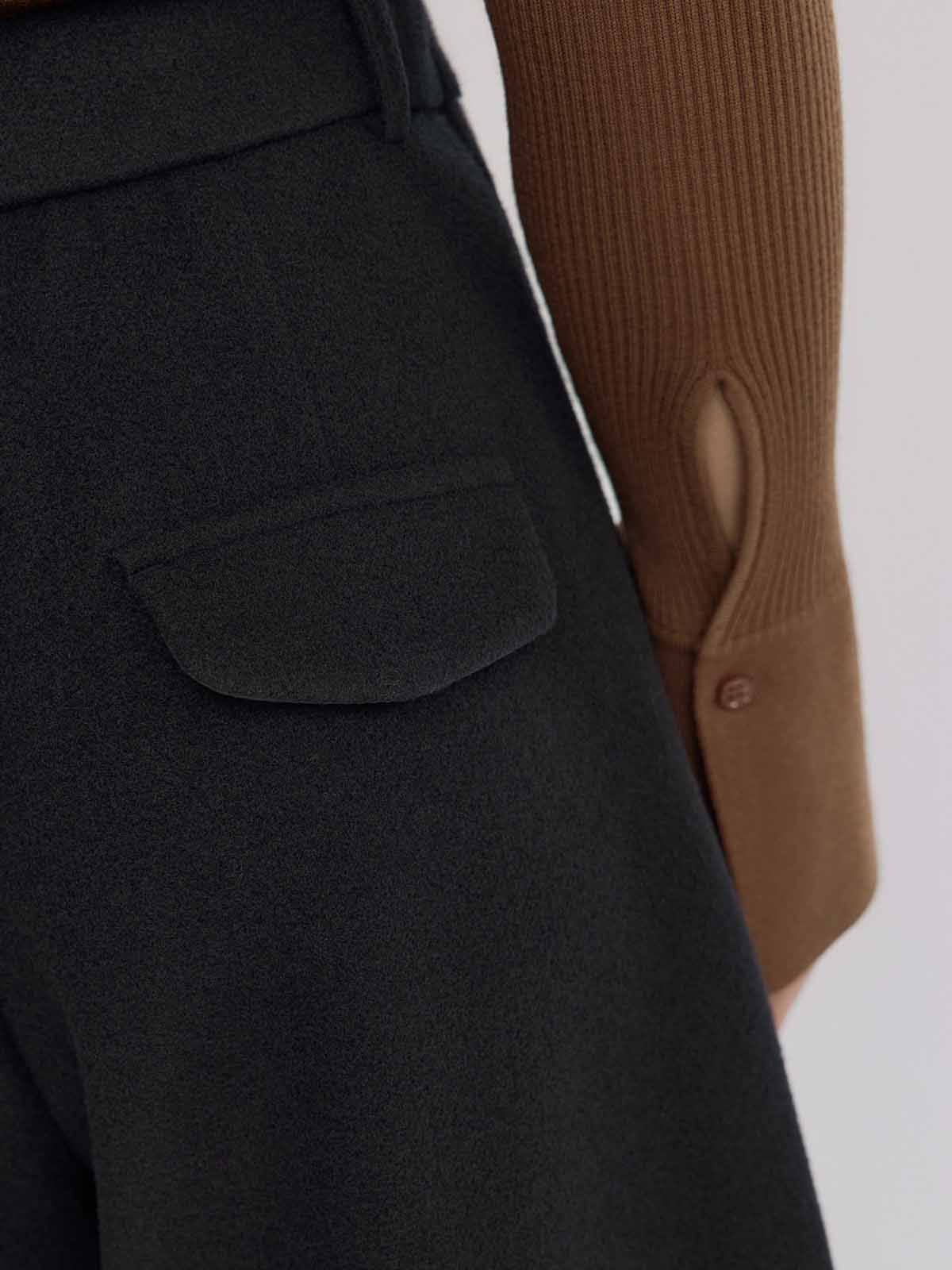 ASOBIO Mid-Rise Wool-Blend Barrel Pant