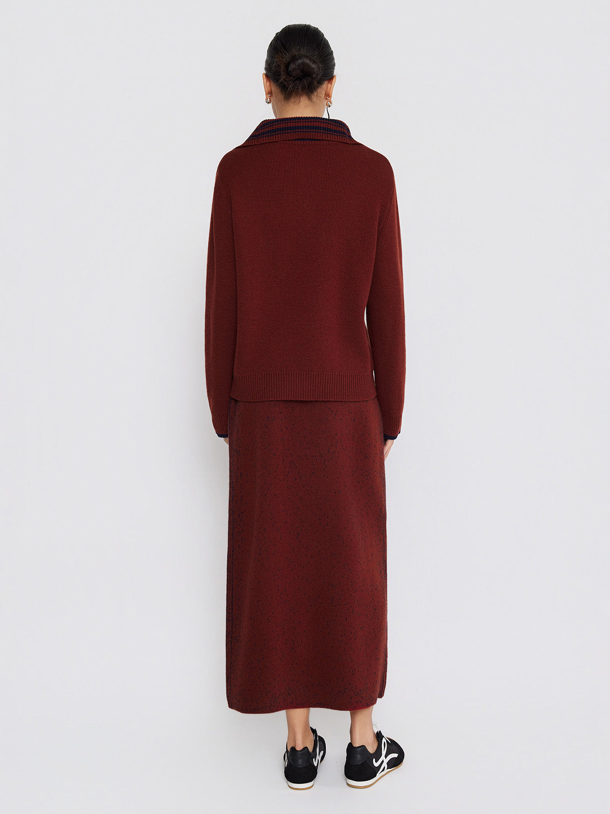 ASOBIO 100% Wool 1/2 Zip Mockneck Sweater