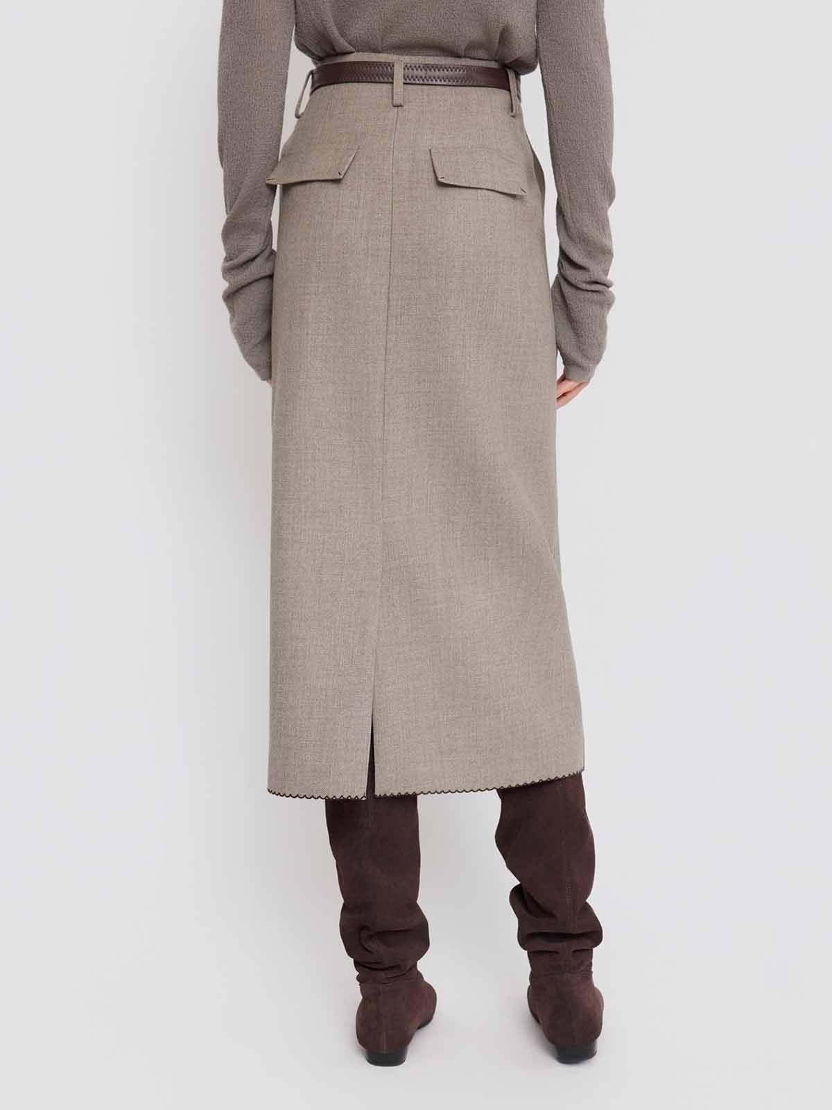 ASOBIO High-Waist Belted Midi Skirt