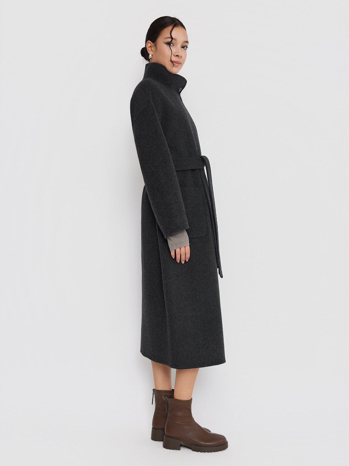 ASOBIO Minimal Long Wool-Alpaca Wrap Coat