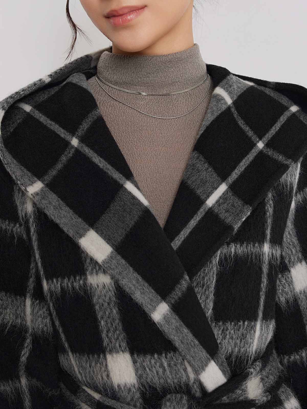 ASOBIO Double-Faced Long Wool-Alpaca Hooded Coat