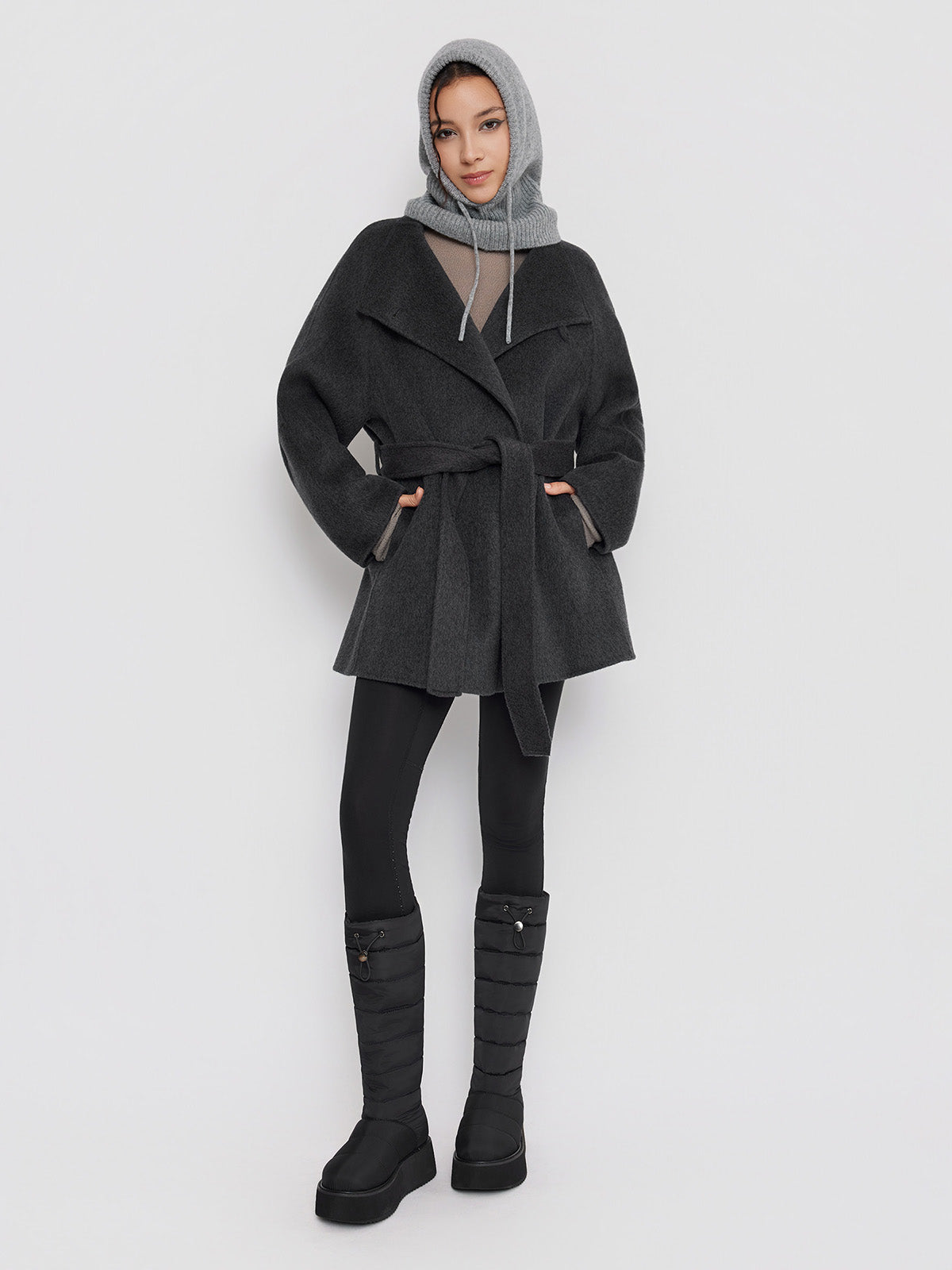 ASOBIO Double-Faced Stand Collar Wrap Coat