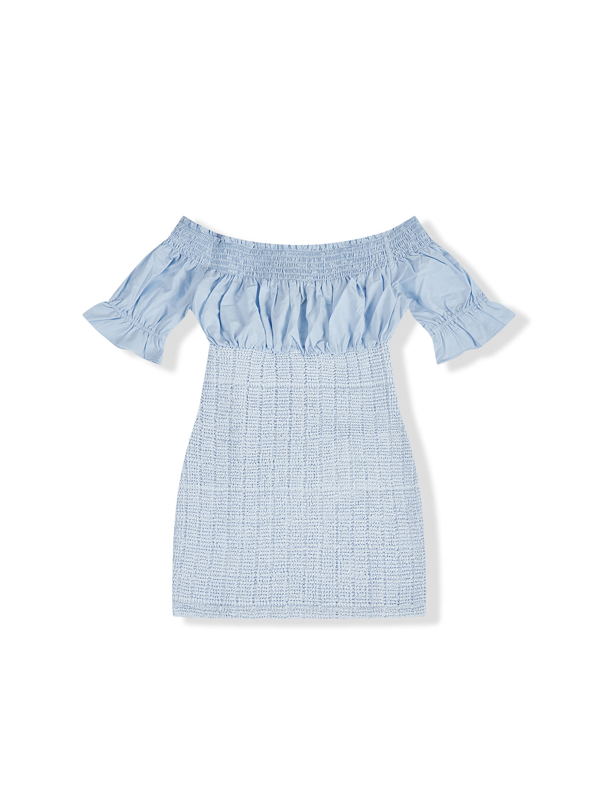 ASOBIO Off-Shoulder Smocked Mini Dress