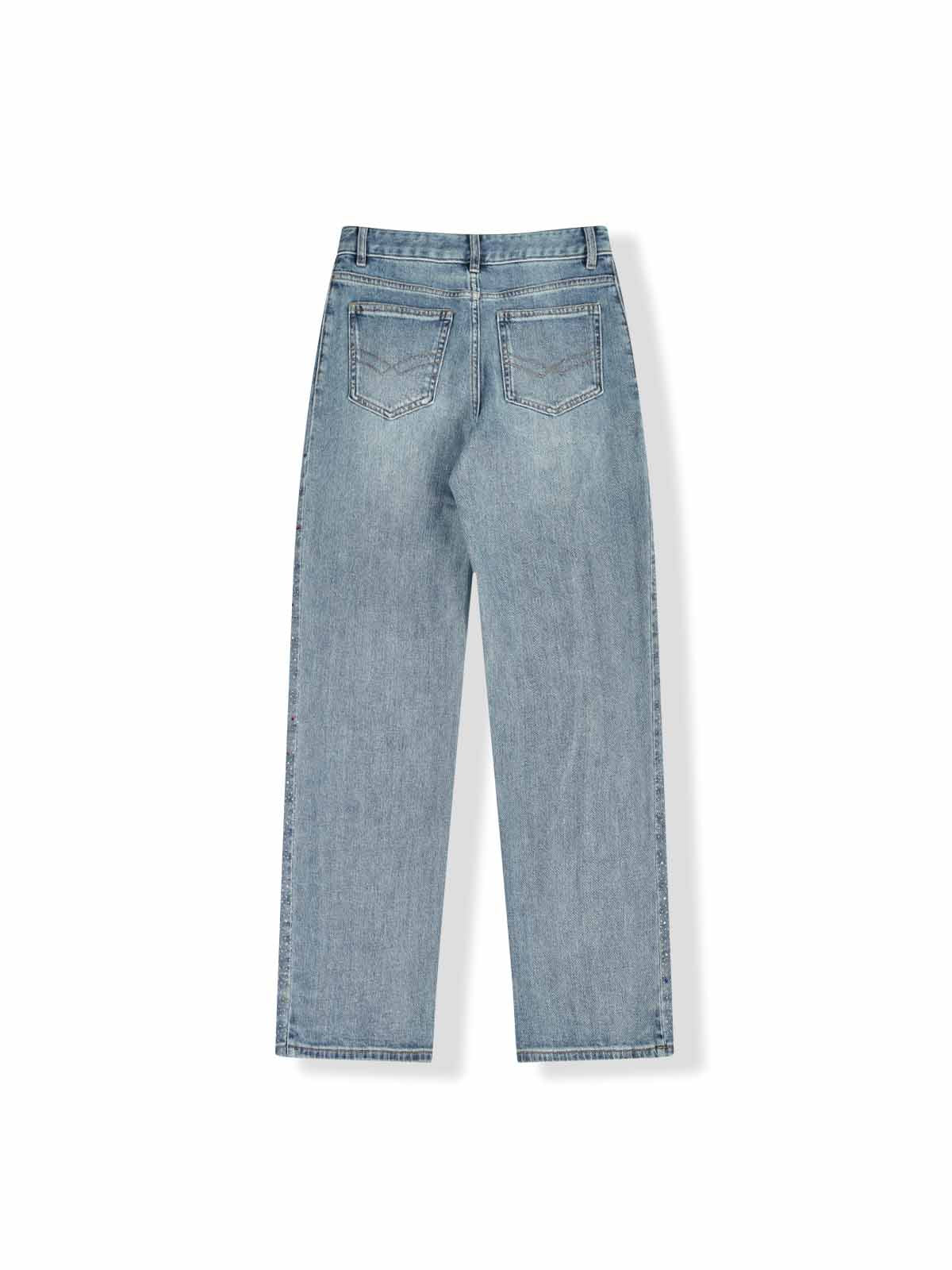 ASOBIO Rhinestone Stripe Straight Jean