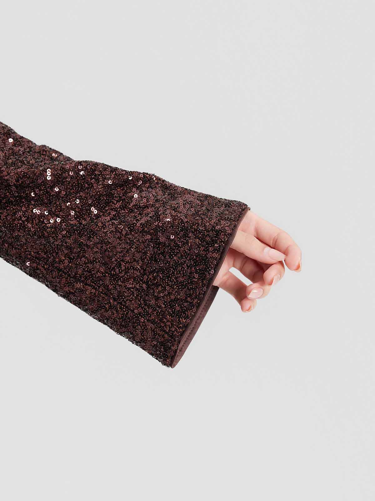 ASOBIO Long Sleeve Sequin Mini Dress