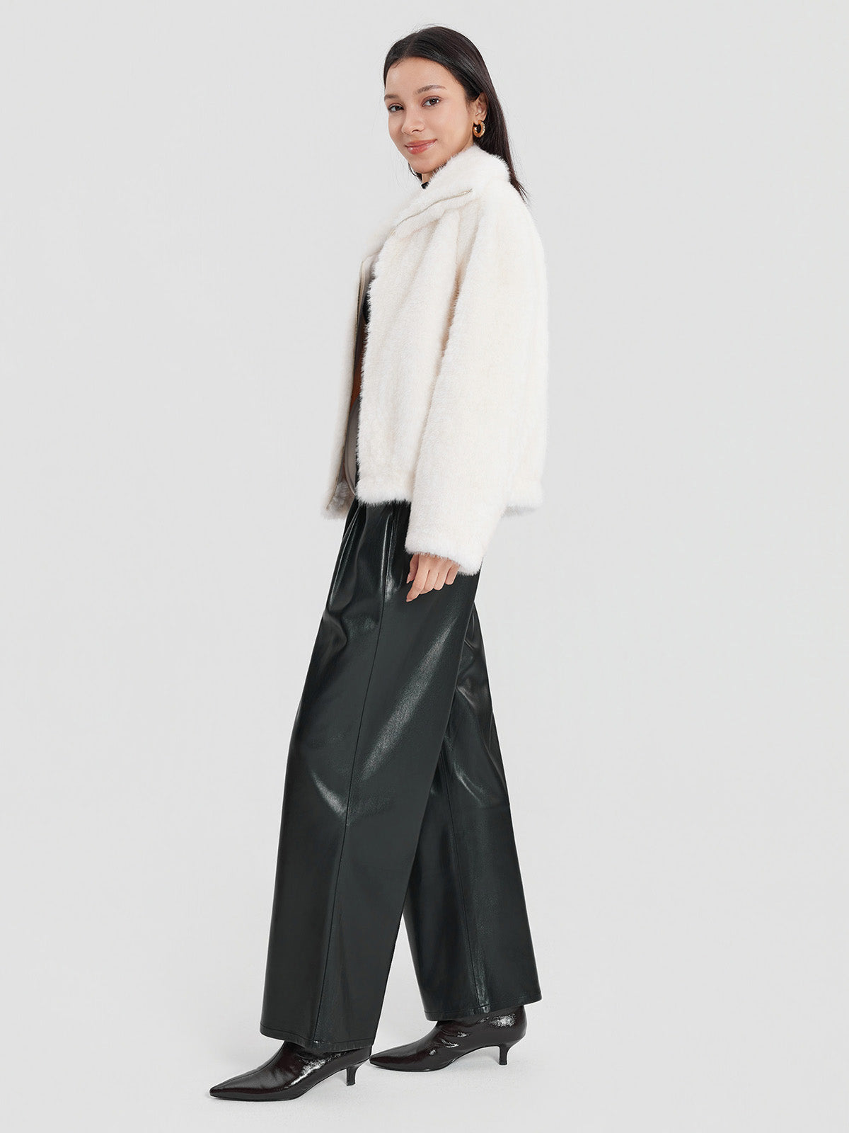 ASOBIO Faux Fur Zip-Up Jacket