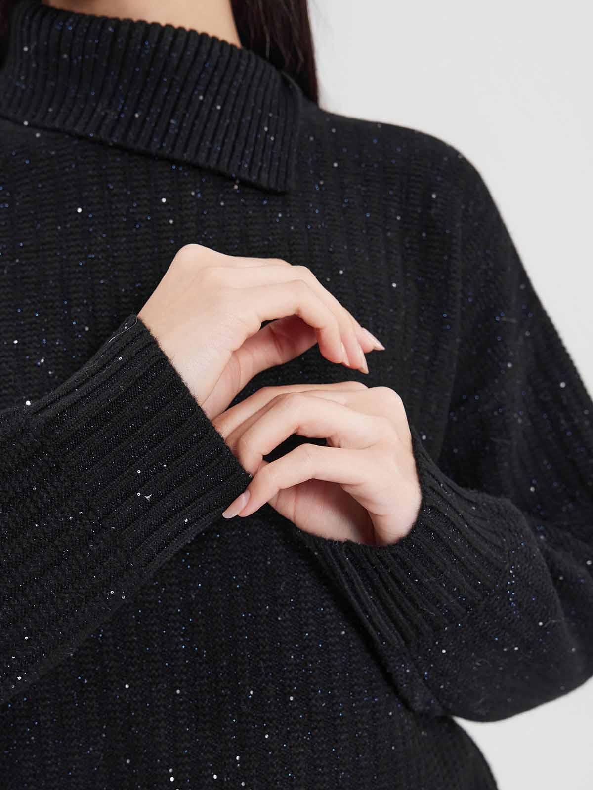 ASOBIO 100% Wool Sequin Sweater