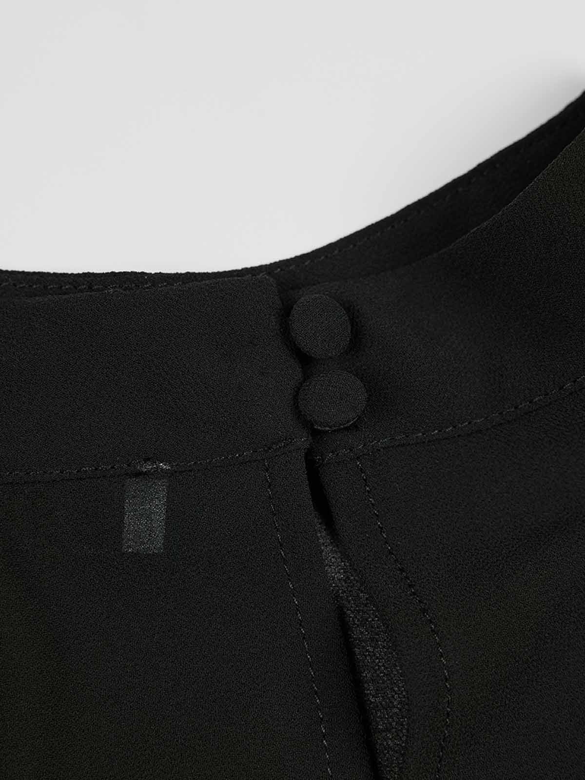 Pleated Chiffon Lace-Panel Blouse