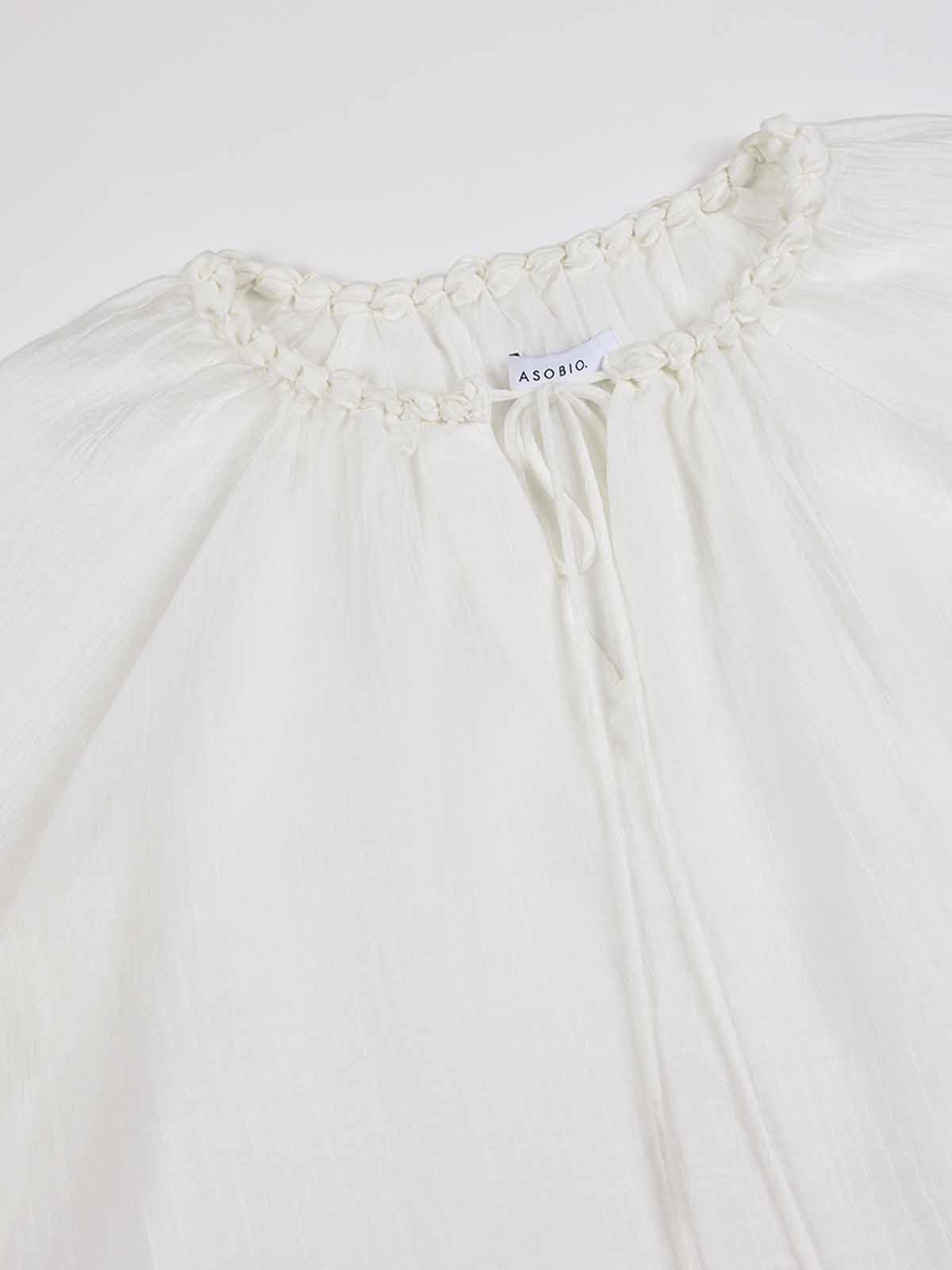 Tencel Textured Pleated Neck Blouse