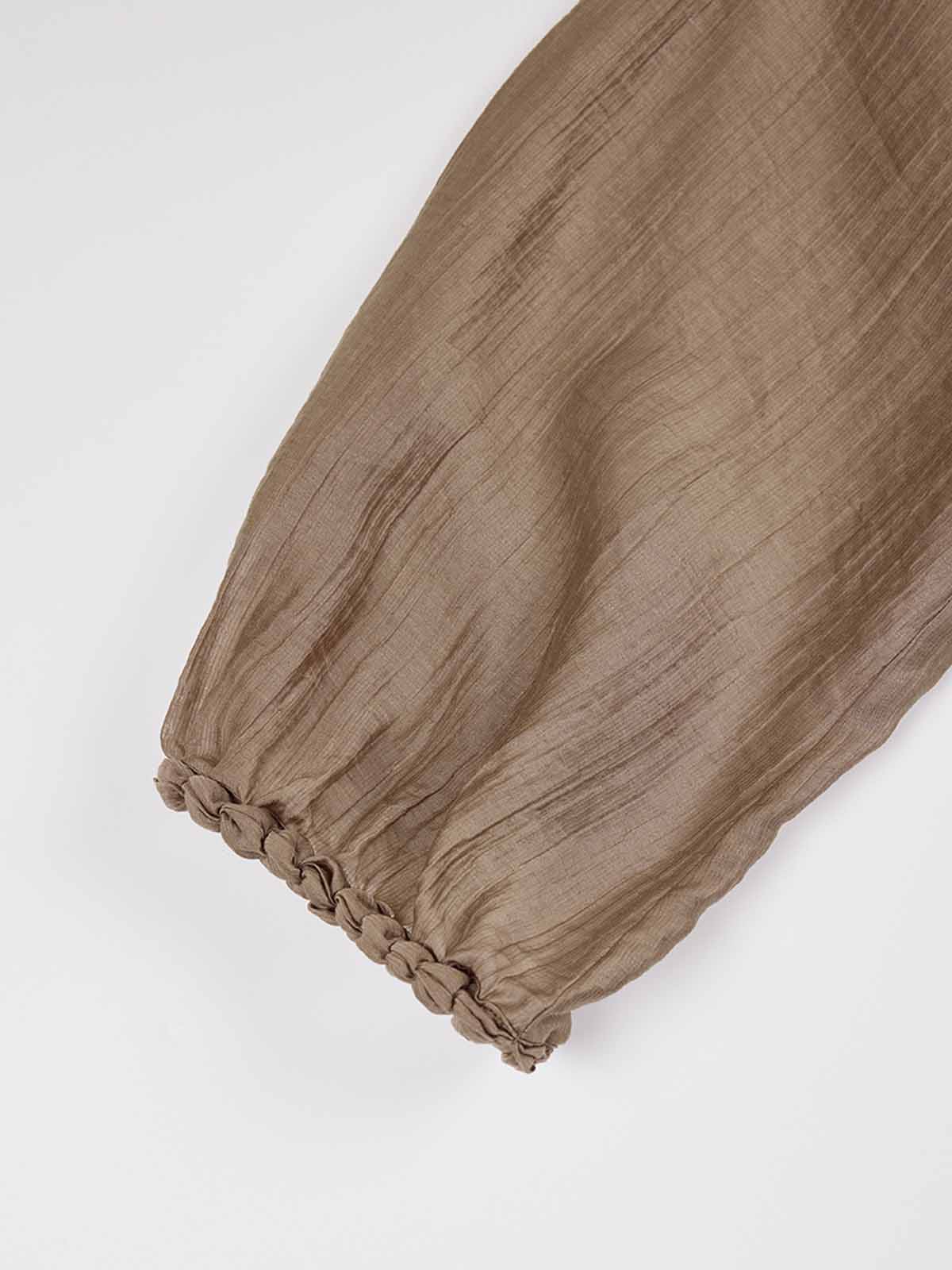 Tencel Textured Pleated Neck Blouse