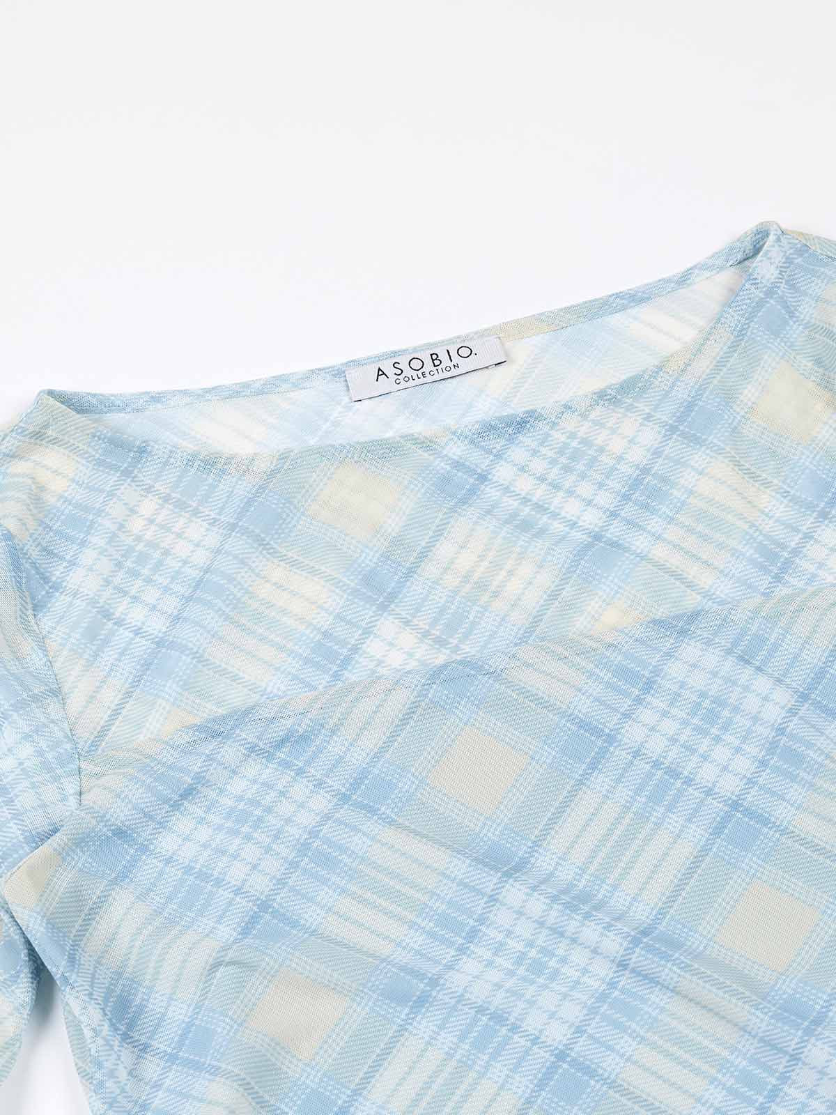 ASOBIO Mesh Ruched Top