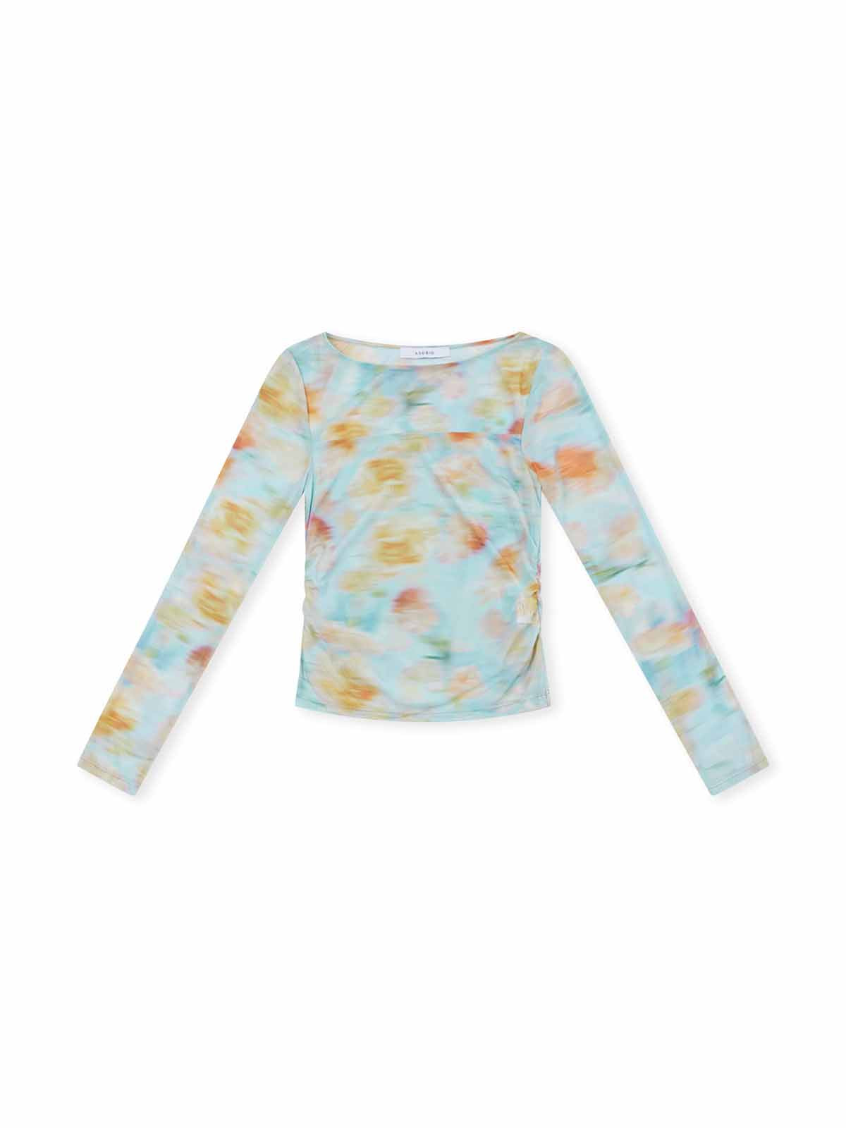 ASOBIO Mesh Ruched Top