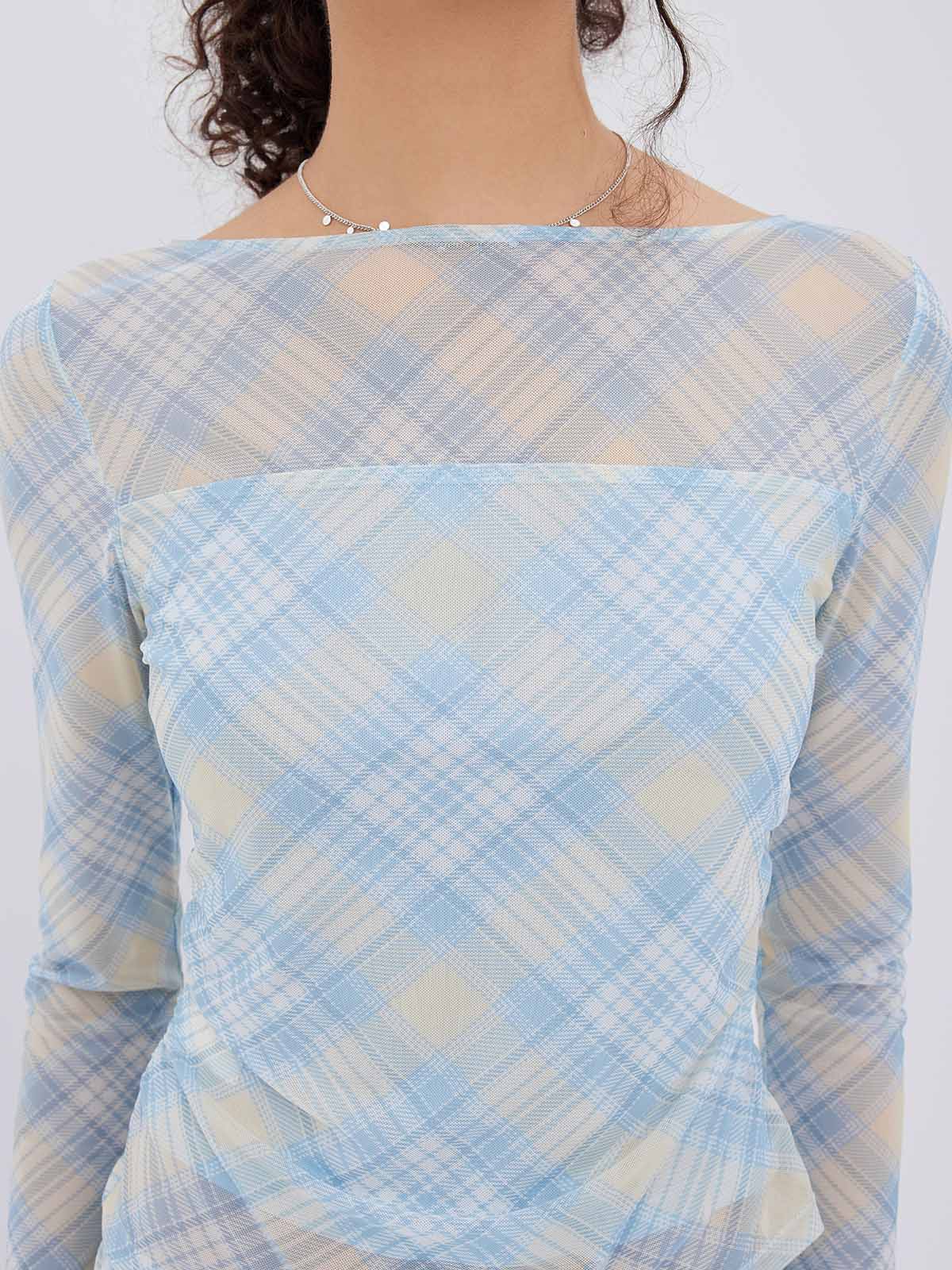 ASOBIO Mesh Ruched Top